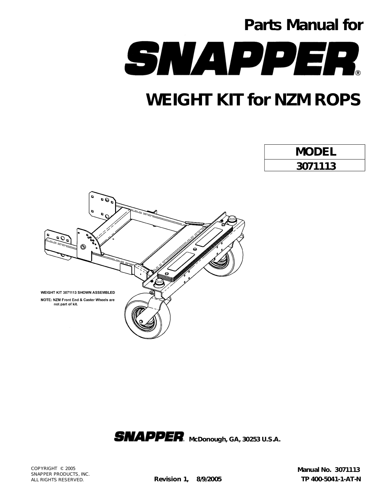 Snapper 3071113 User Manual