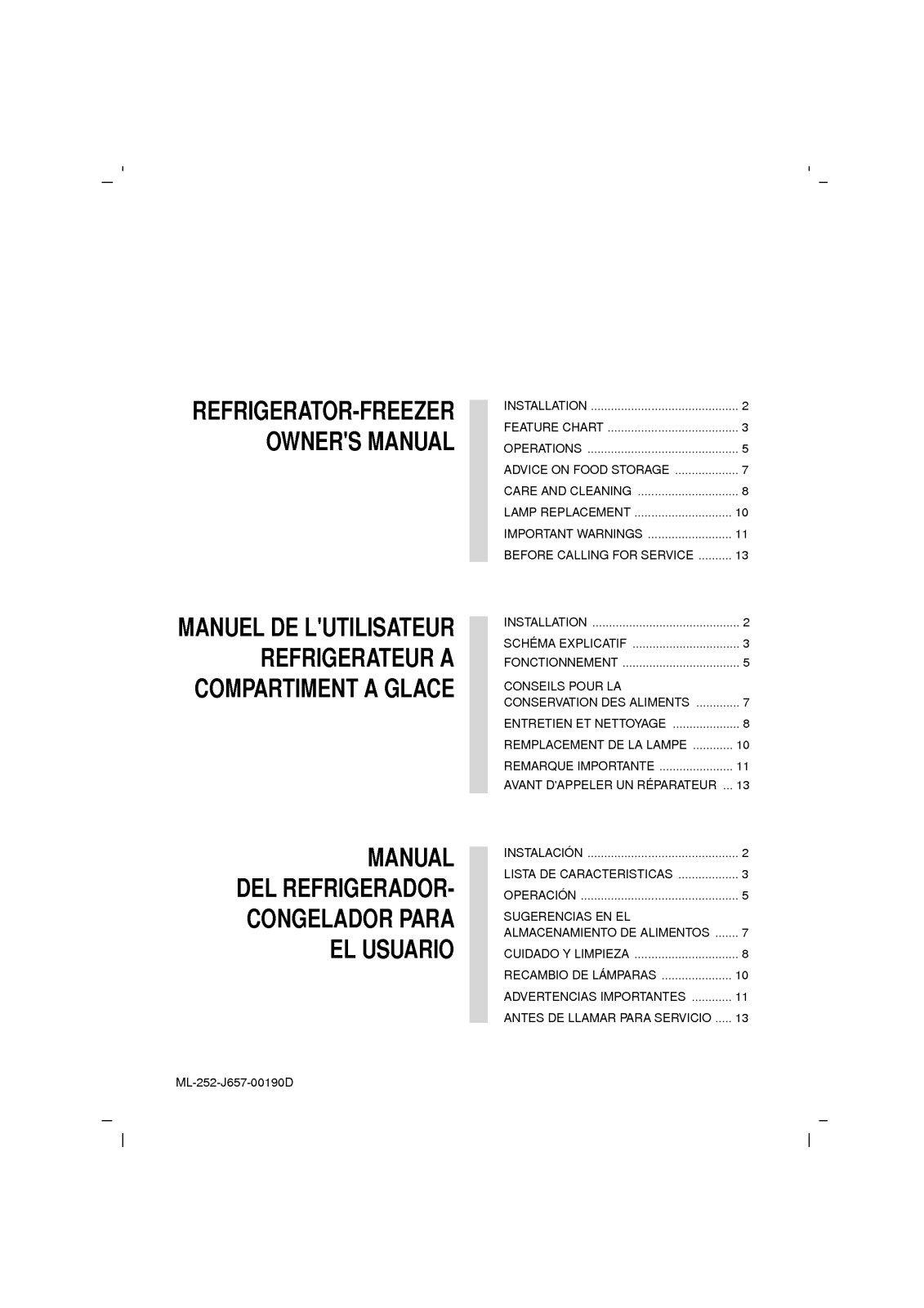 LG GR-252SVF User Manual