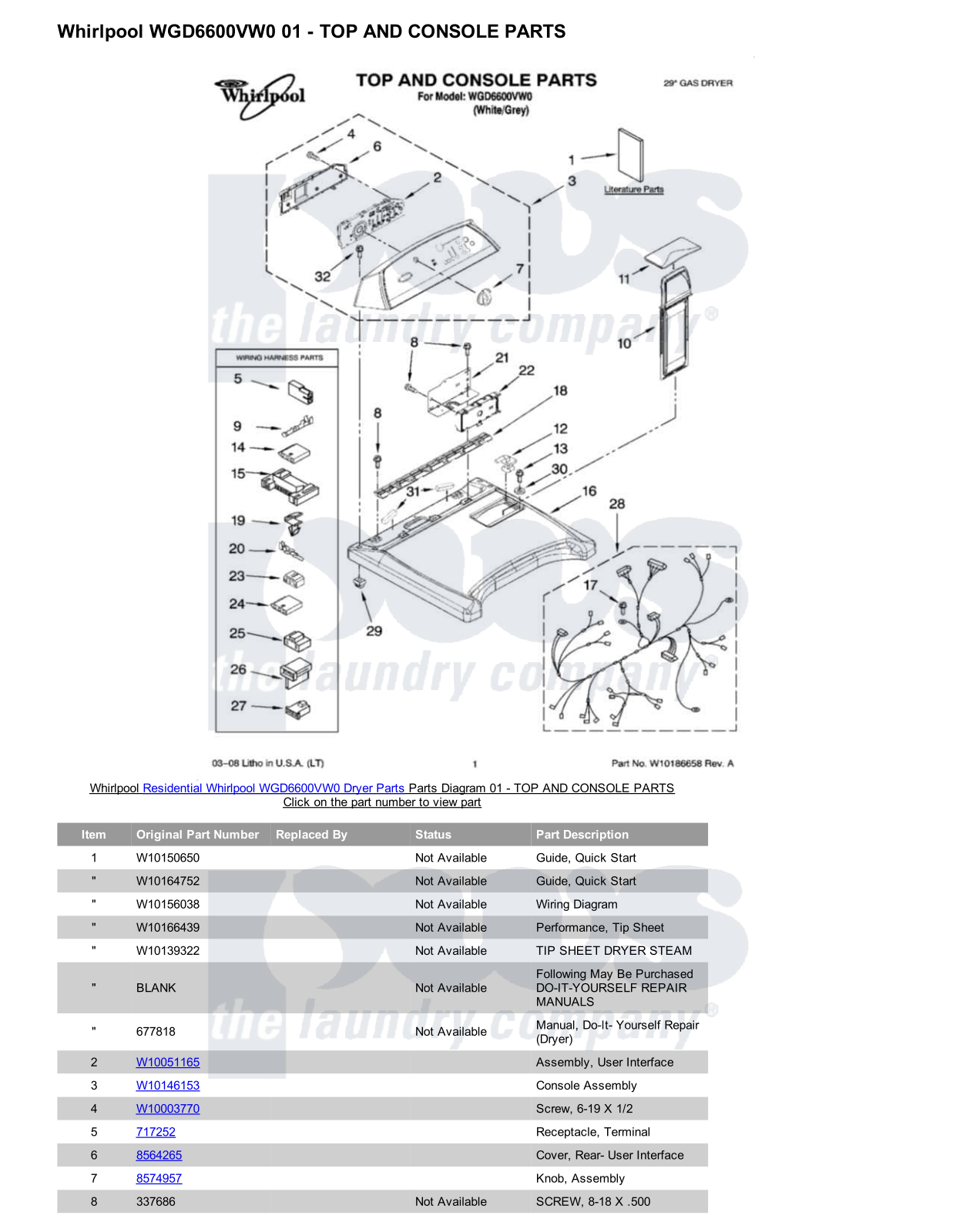 Whirlpool WGD6600VW0 Parts Diagram