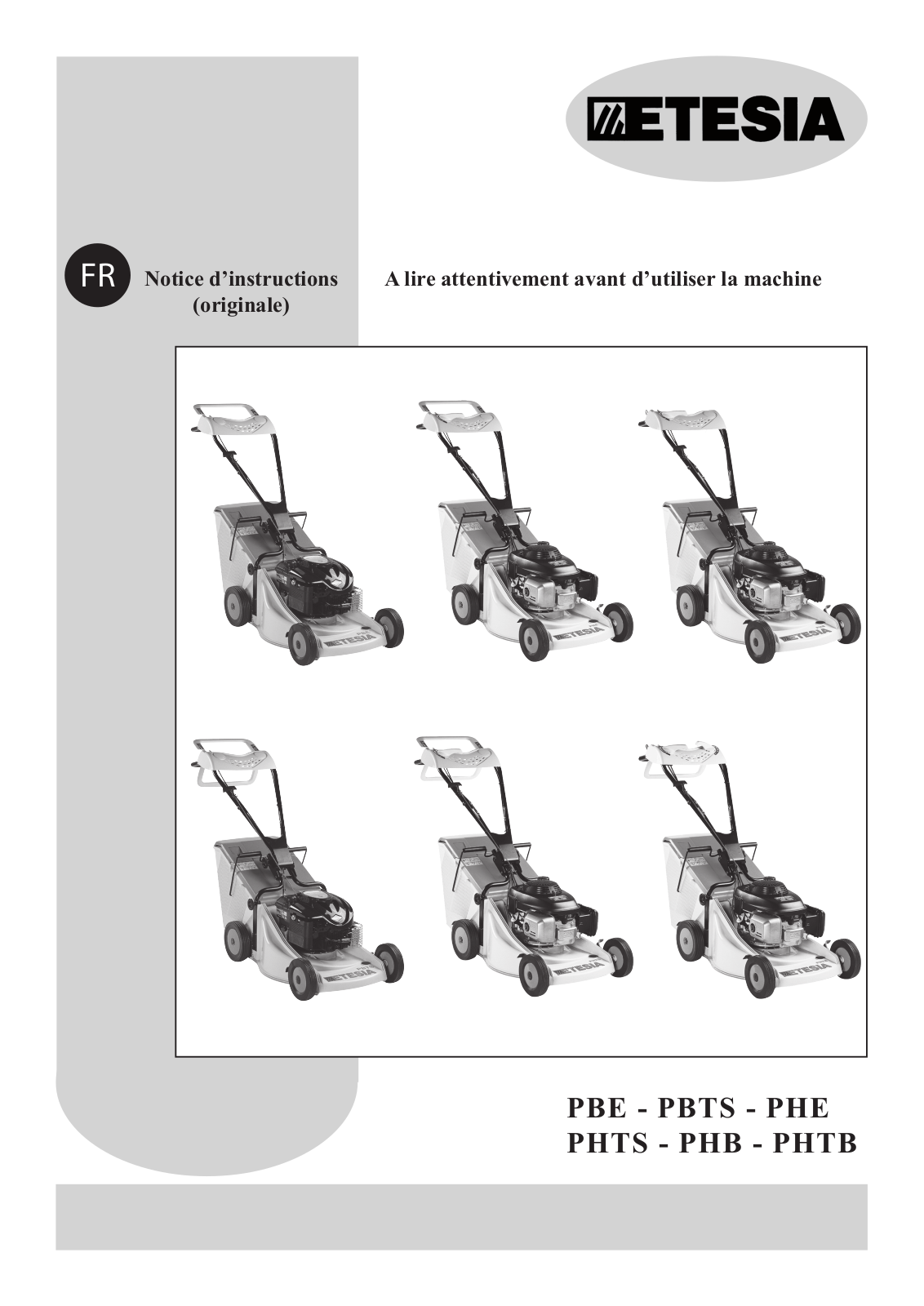 ETESIA PBE, PHB, PHE, PHTS User Manual