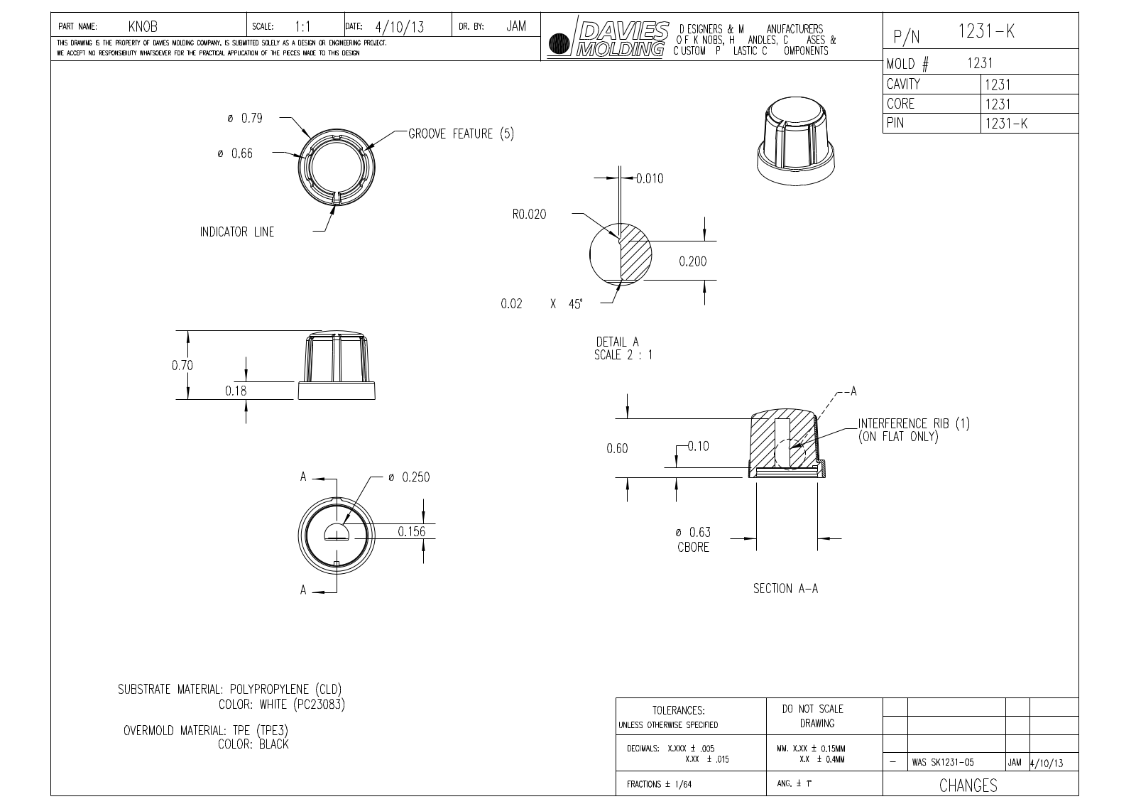 Davies Molding 1231-K Reference Drawing