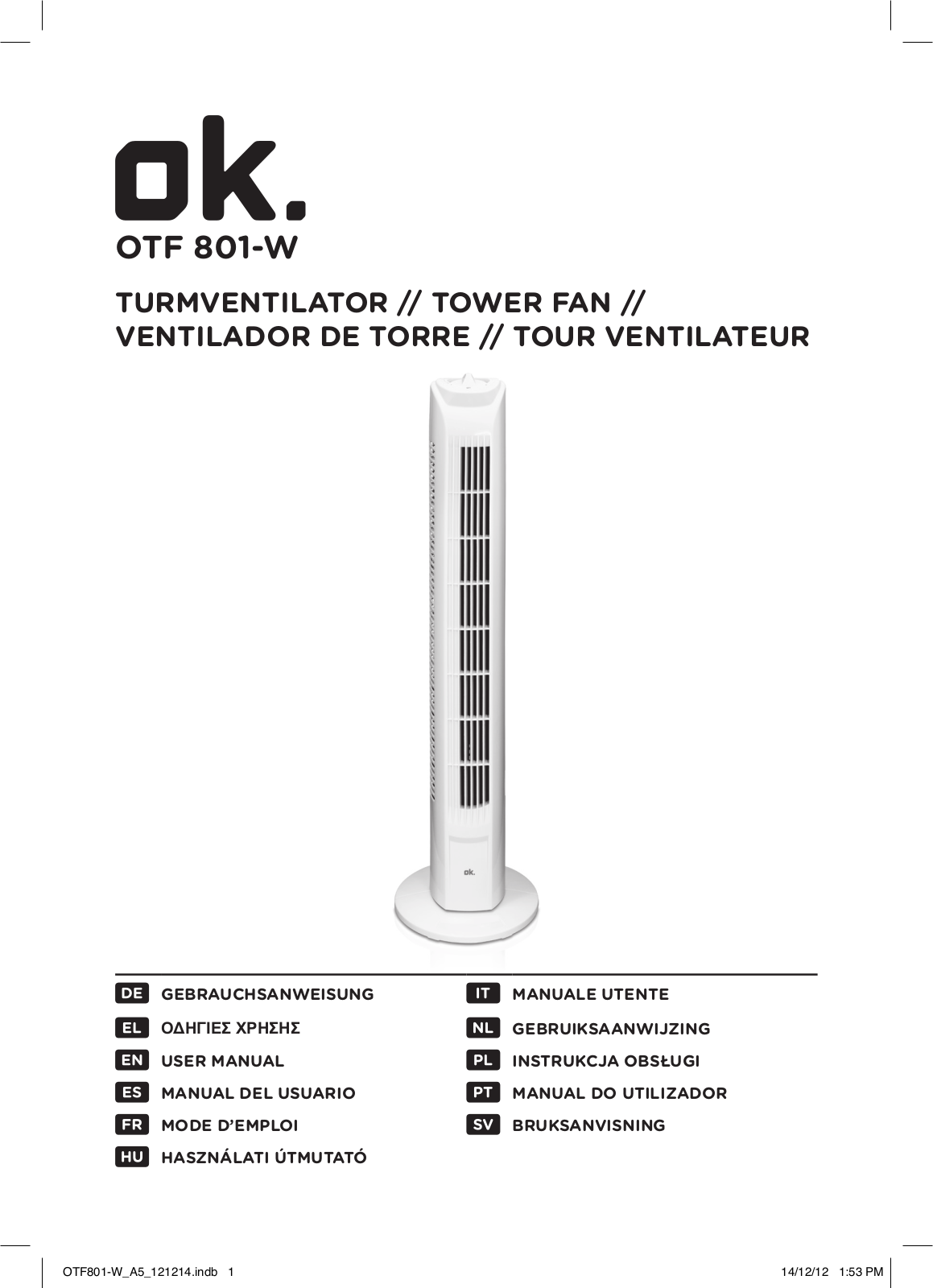 OK OTF 801-W User Manual