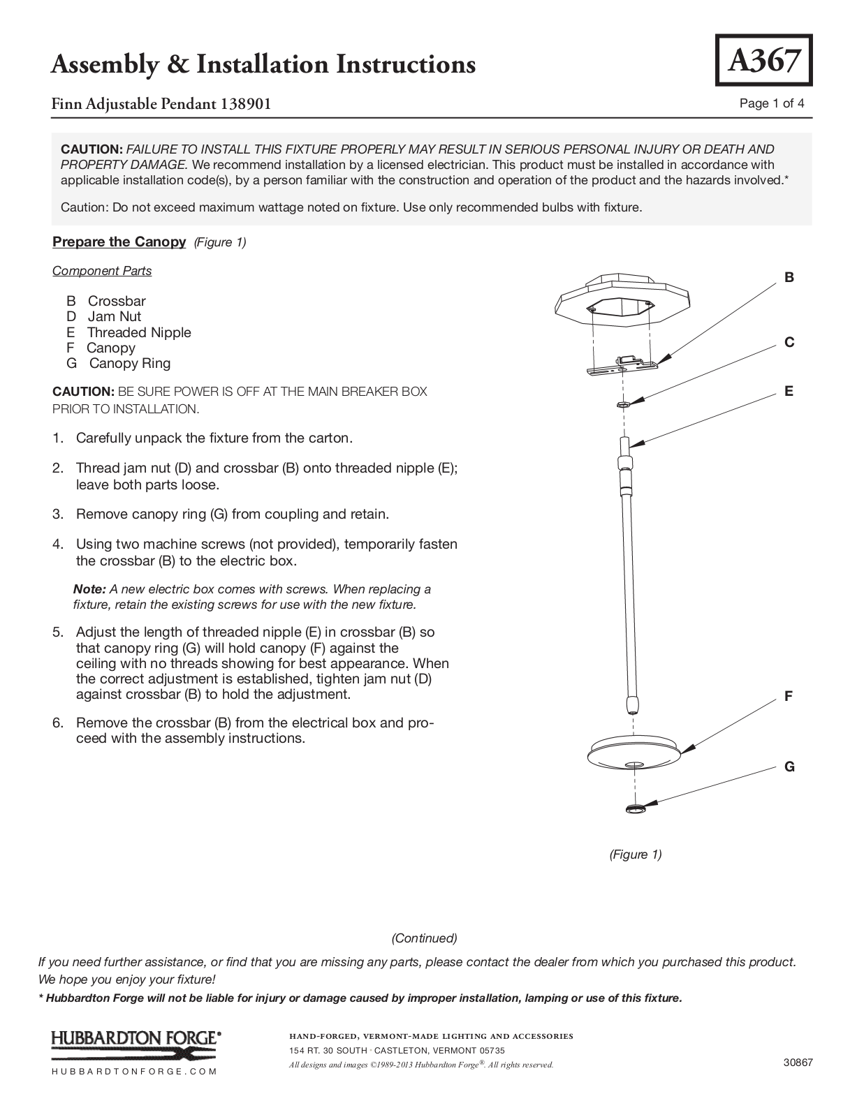 Hubbardton Forge 138901 User Manual