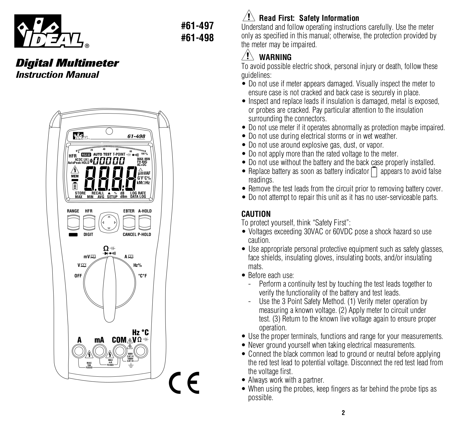 IDEAL Electrical 61-497, 61-498 Instruction Sheet