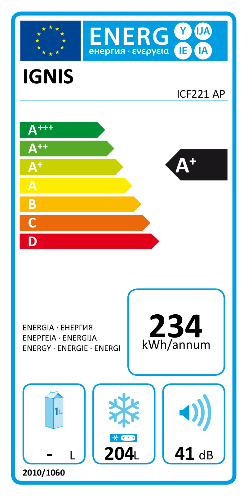 Ignis ICF221 AP Energy label