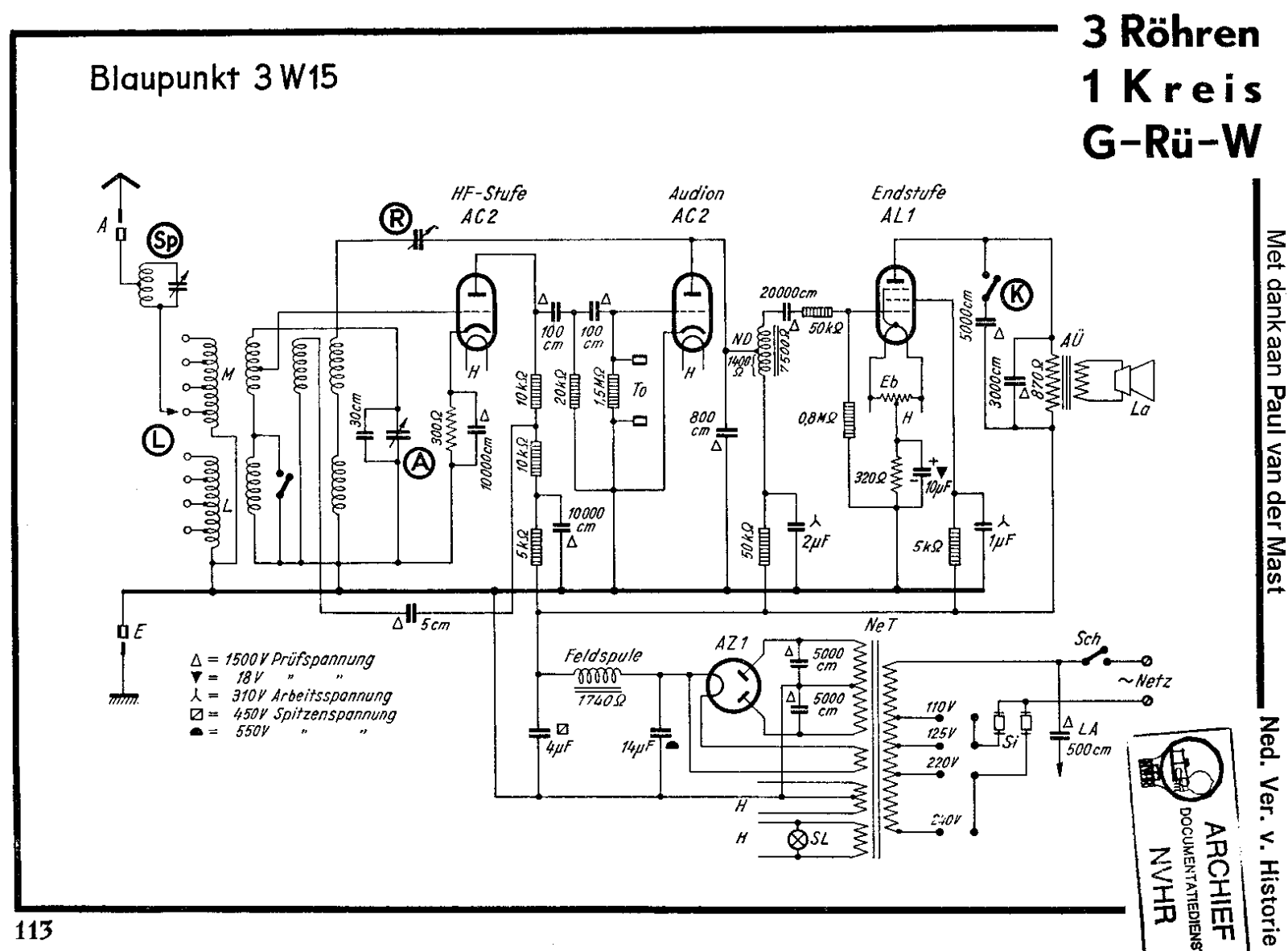 Blaupunkt 3w15 schematic