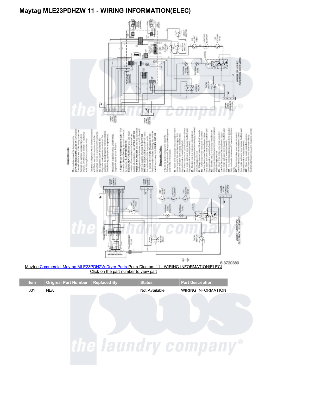 Maytag MLE23PDHZW Parts Diagram