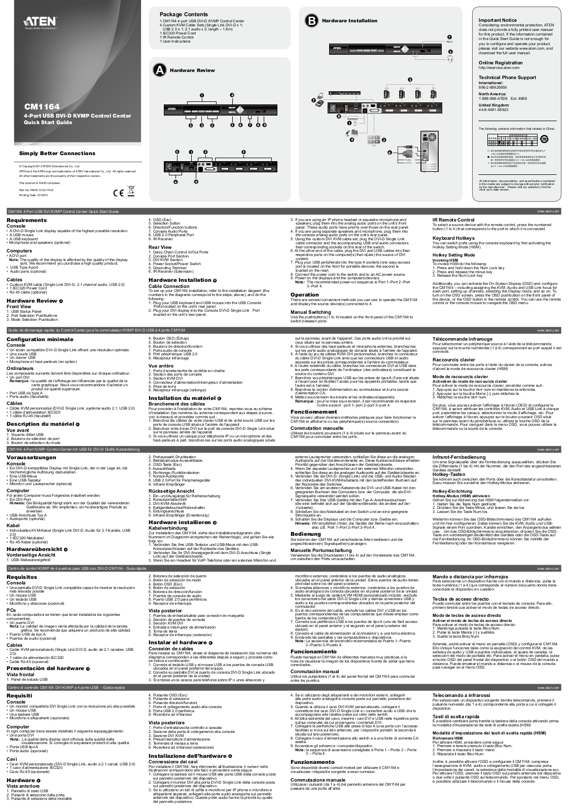 ATEN CM1164 Quick Start Manual