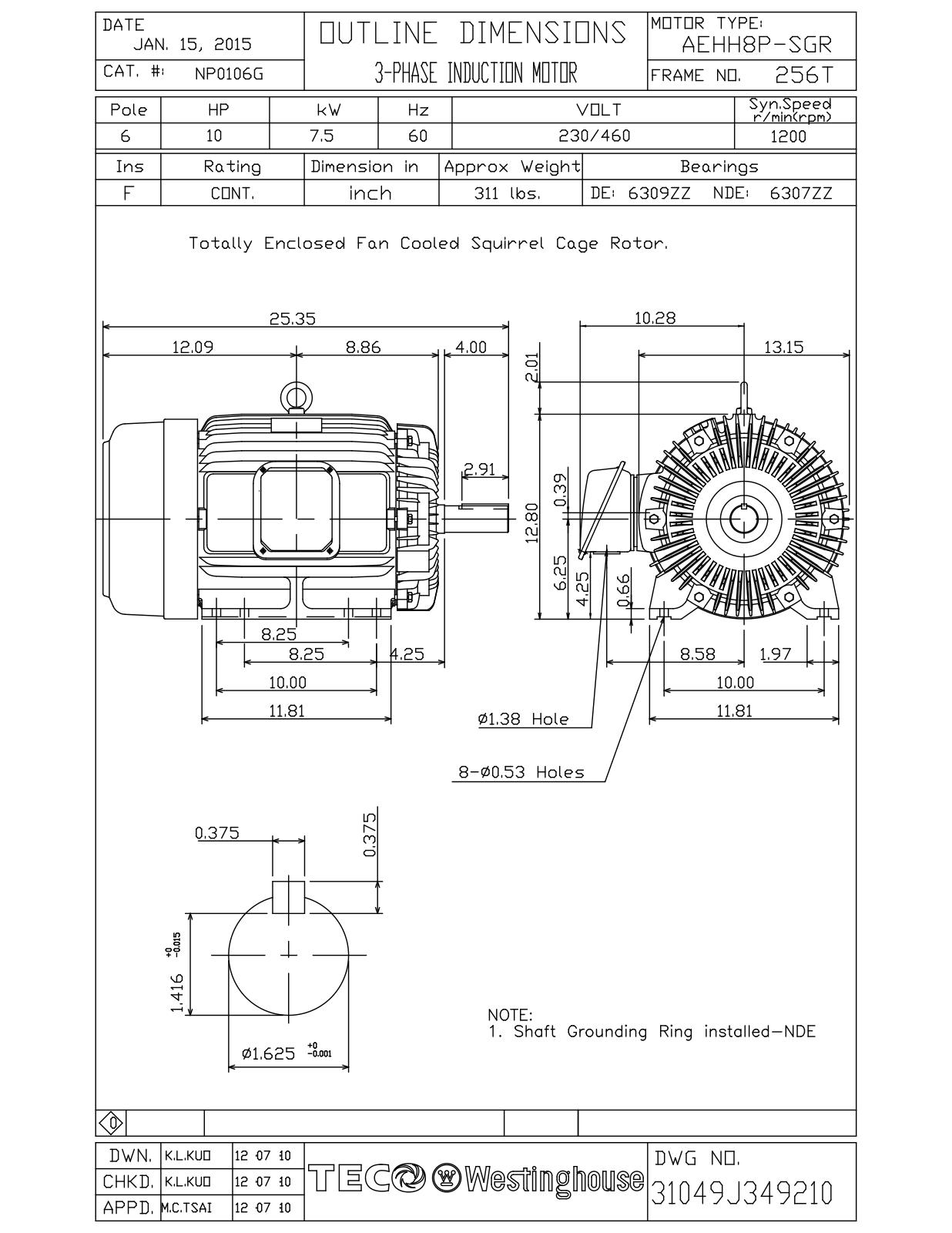 Teco NP0106G Reference Drawing