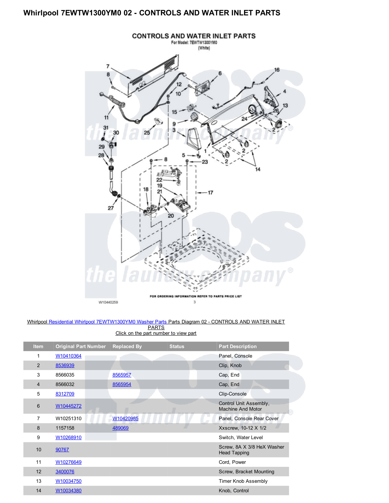 Whirlpool 7EWTW1300YM0 Parts Diagram