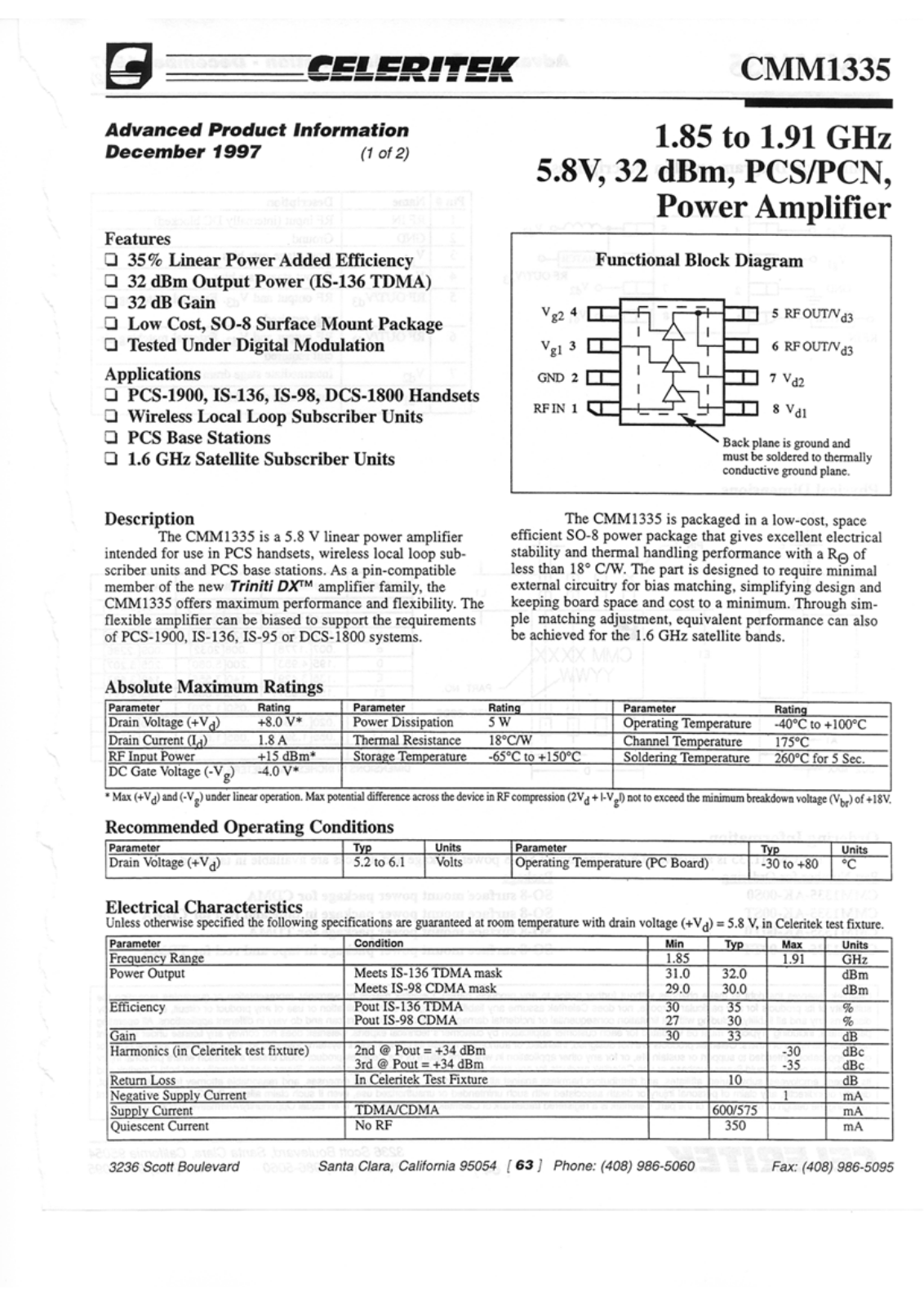 CELER CMM1335-AK-00TT, CMM1335-AK-00T0, CMM1335-AK-00ST, CMM1335-AK-00S0 Datasheet