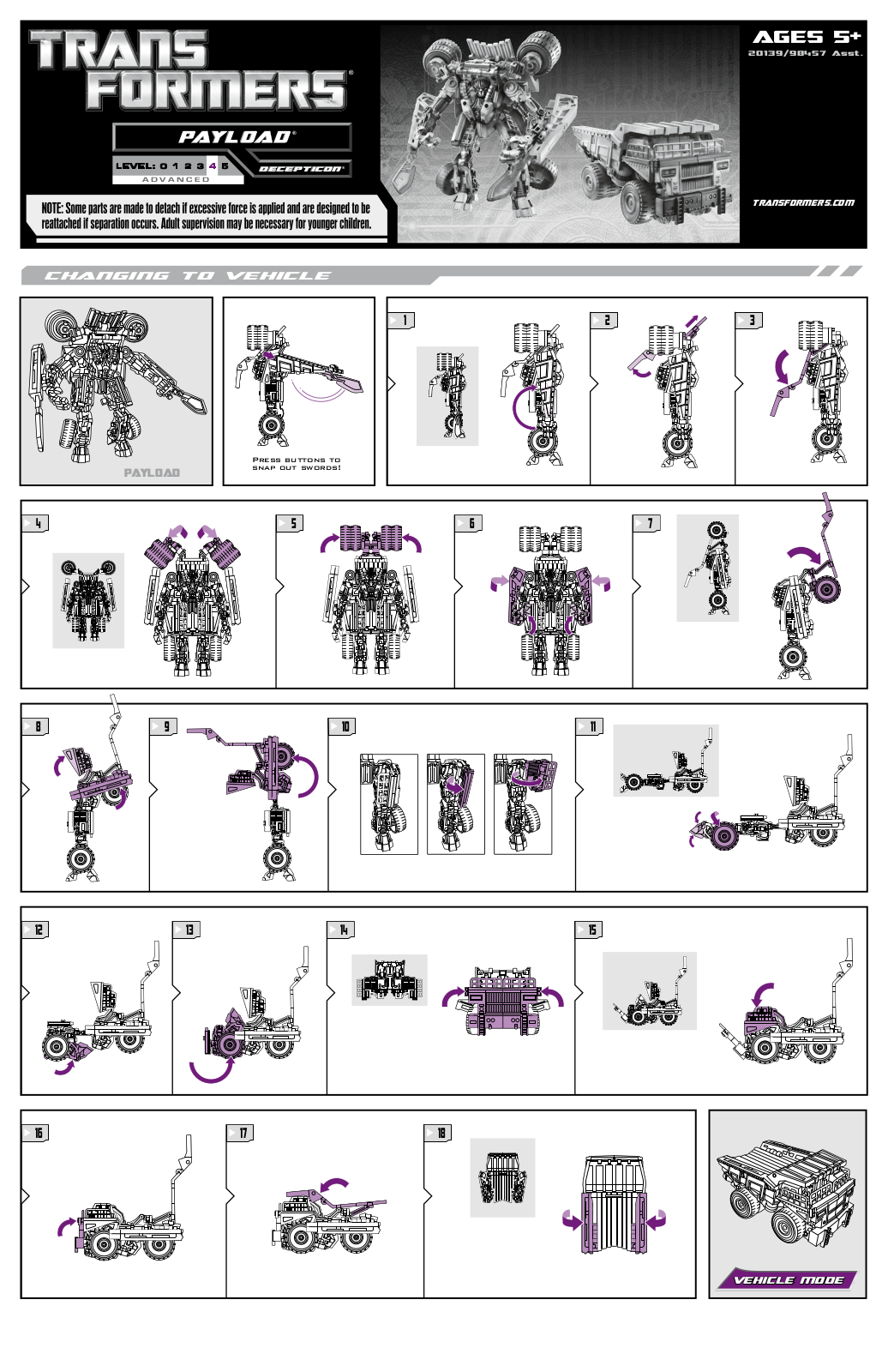 HASBRO Transformers Payload User Manual