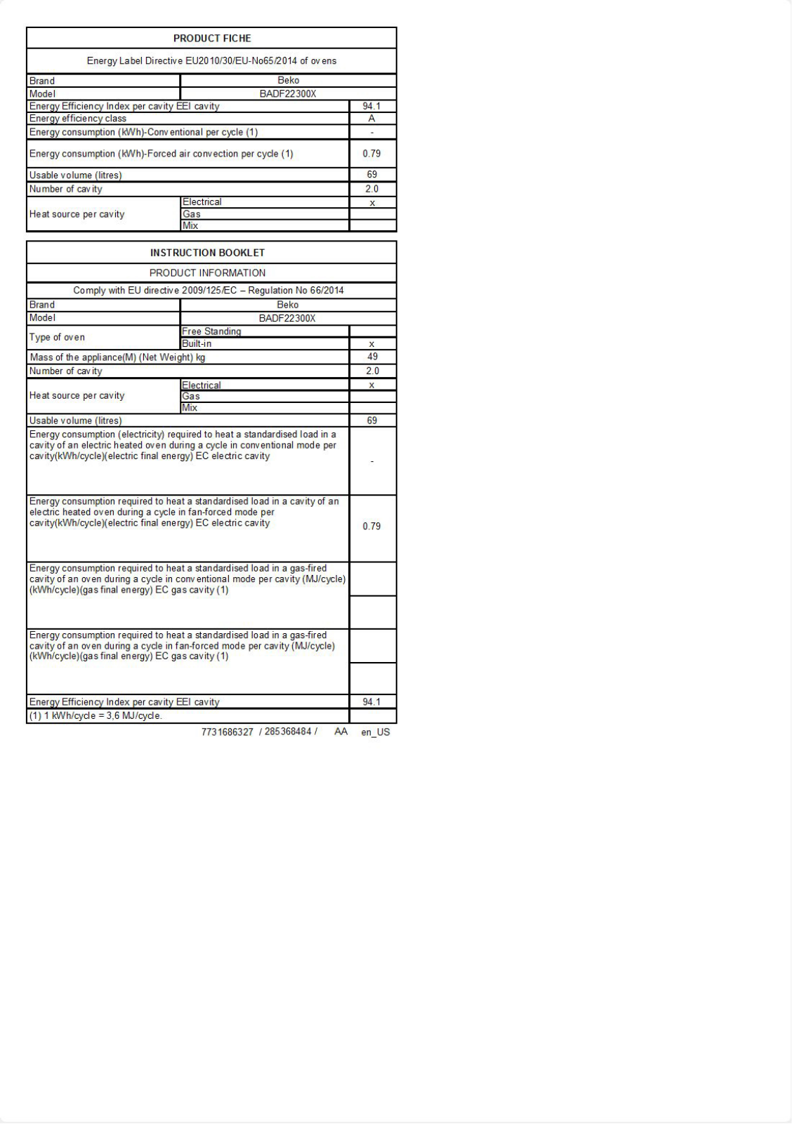 Beko BADF22300X Instruction manual