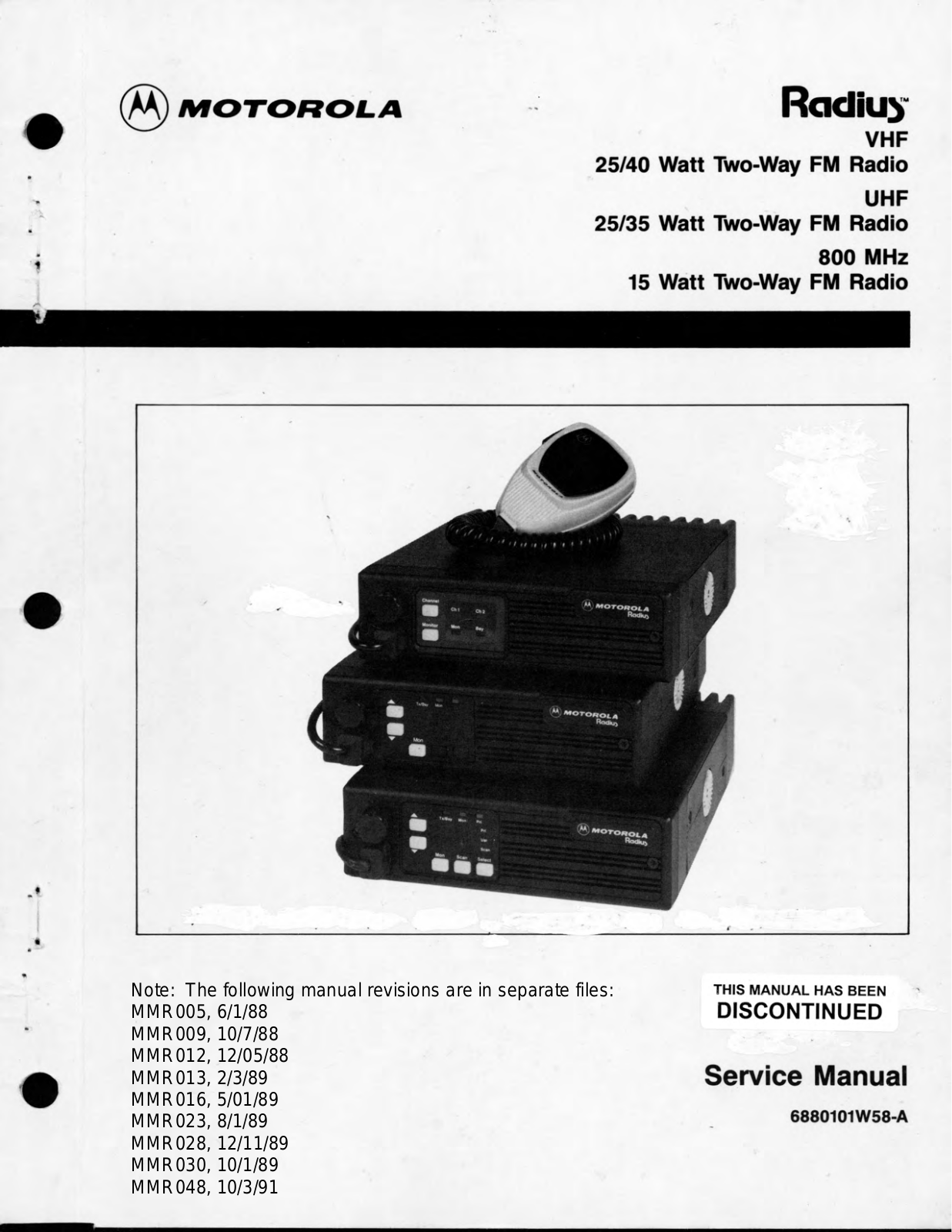 Motorola MMR005, MMR009, MMR012, MMR013, MMR016 Service Manual