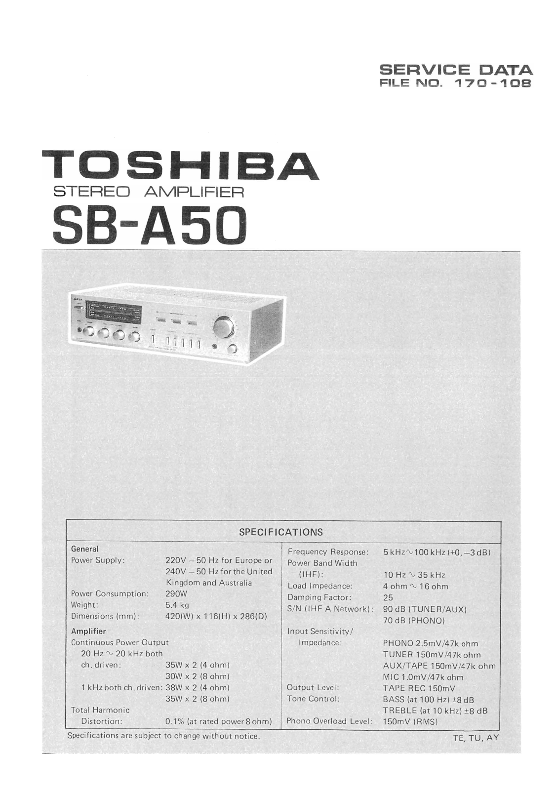 Toshiba SB-A50 Service Manual