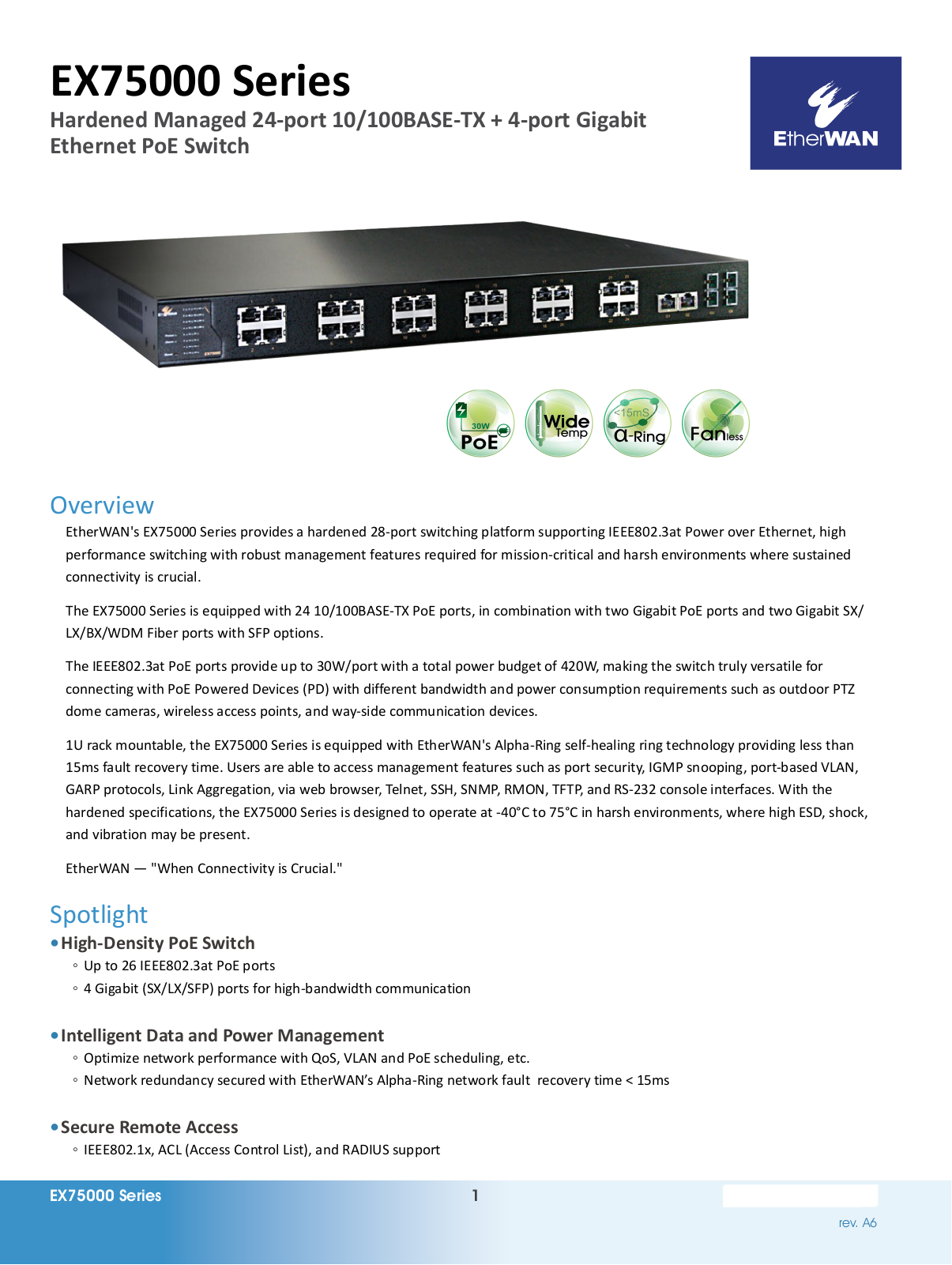 EtherWan EX75000 Series Data Sheet