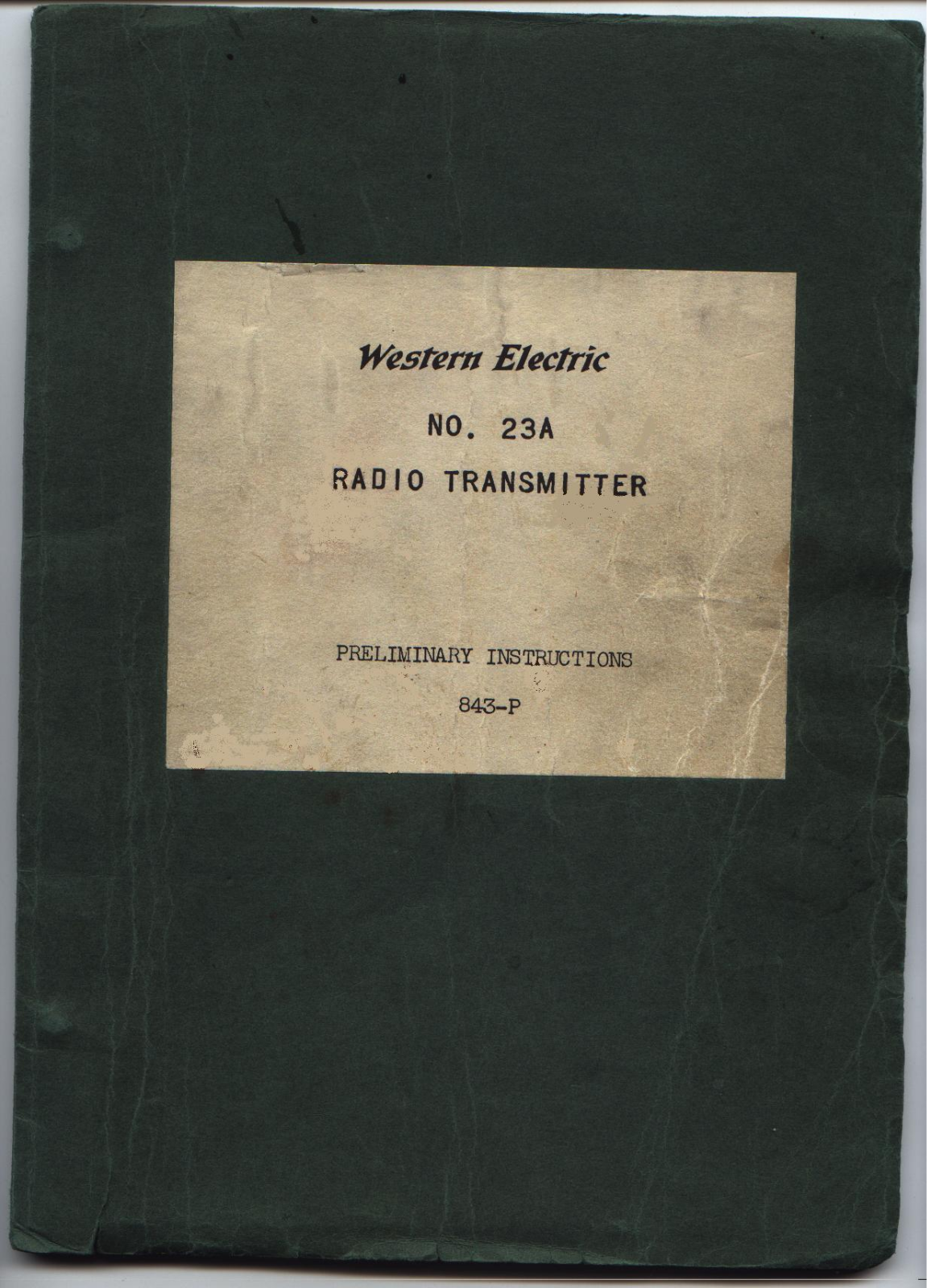 Western Electric 23-A Owners manual