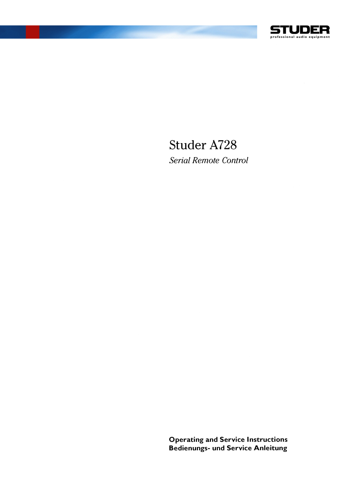 Studer A728 User Manual