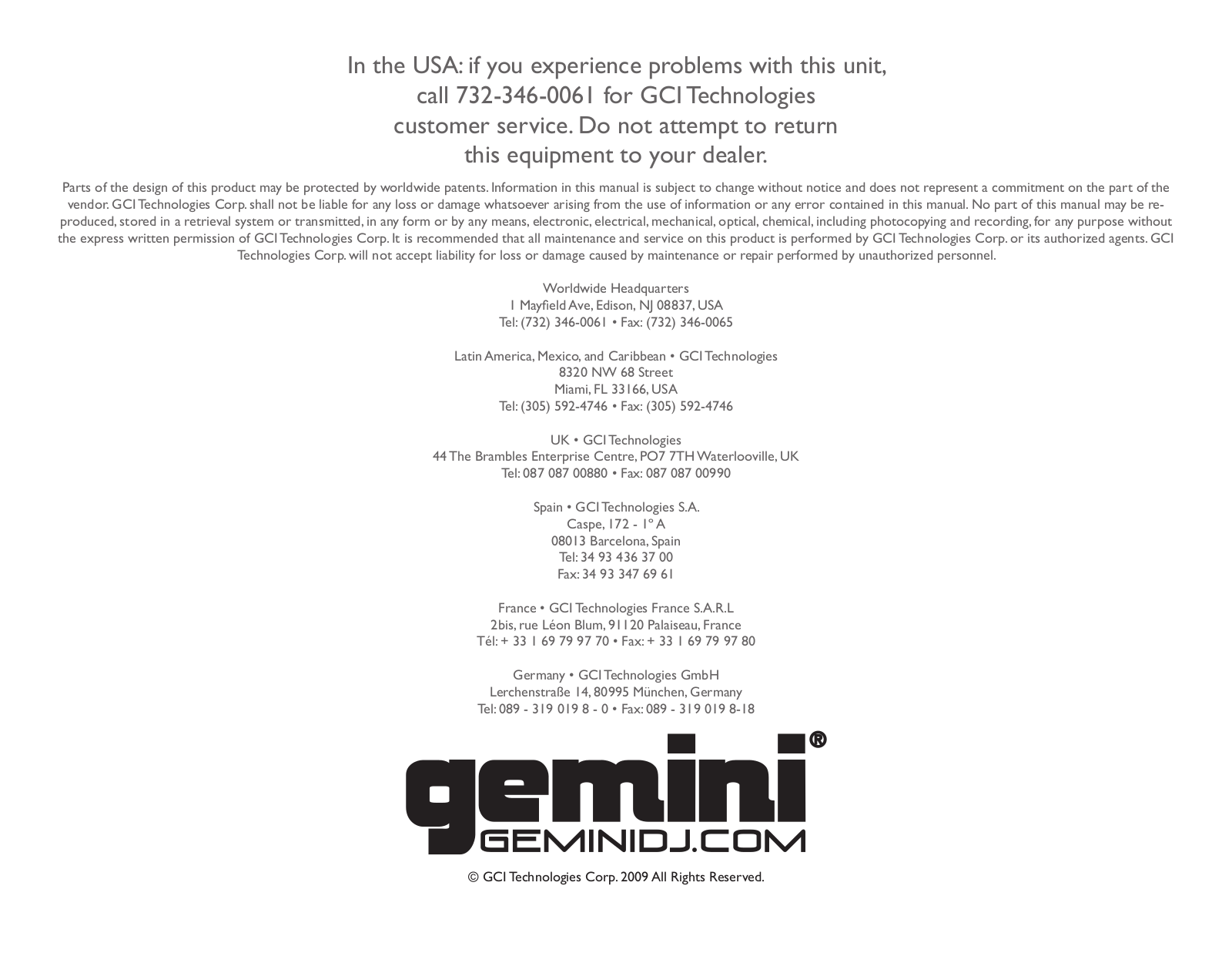 Gemini DJ CDMP-1400 Instruction Manual