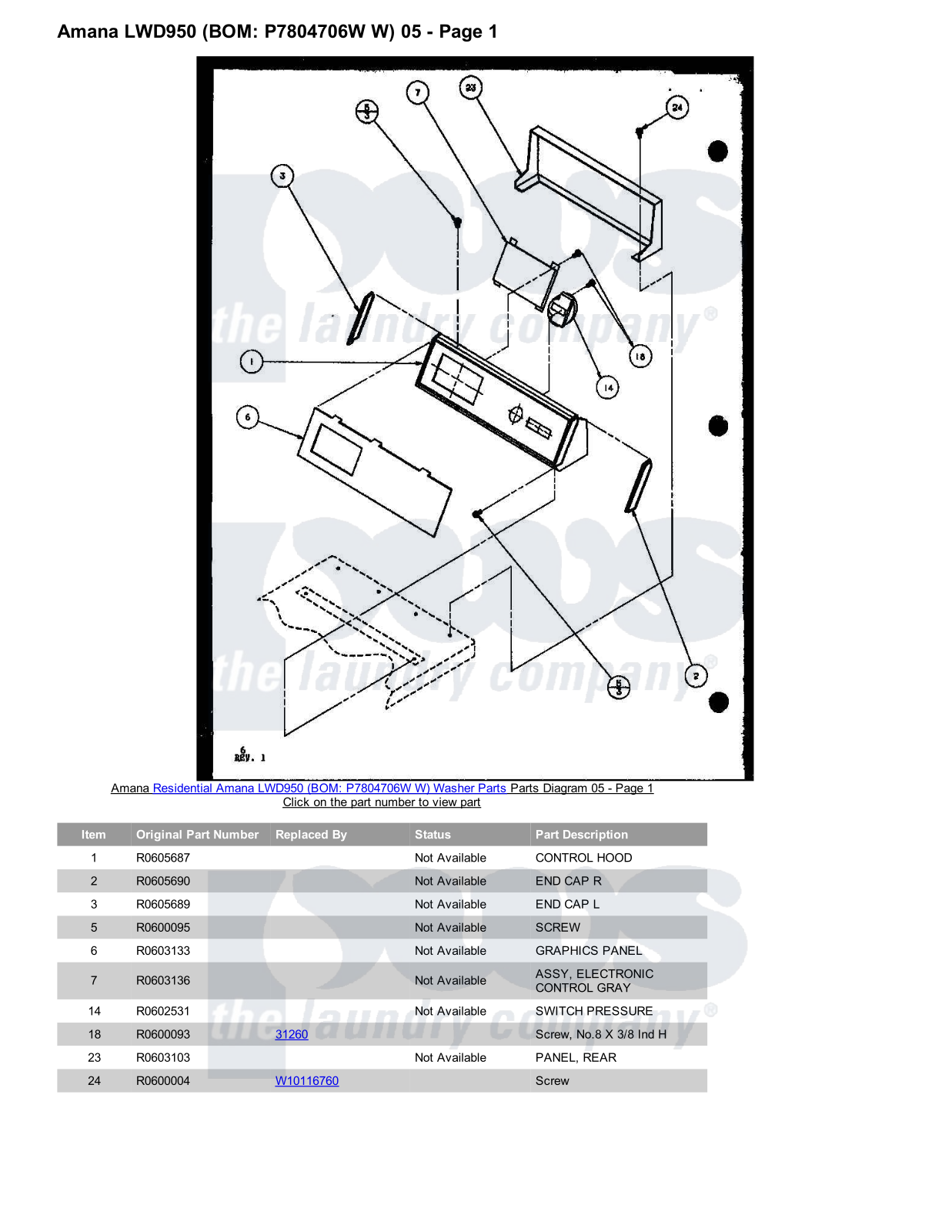 Amana LWD950 Parts Diagram