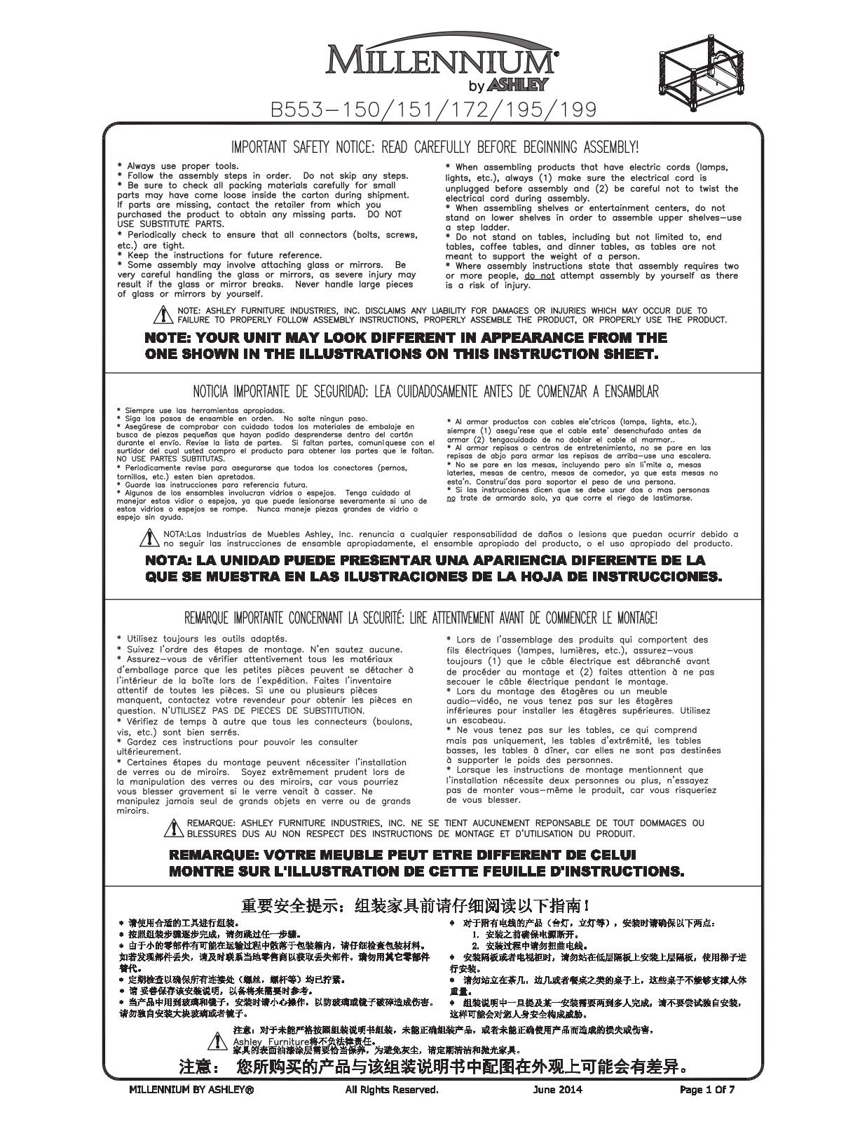 Millennium B553150151162172195 Assembly Guide