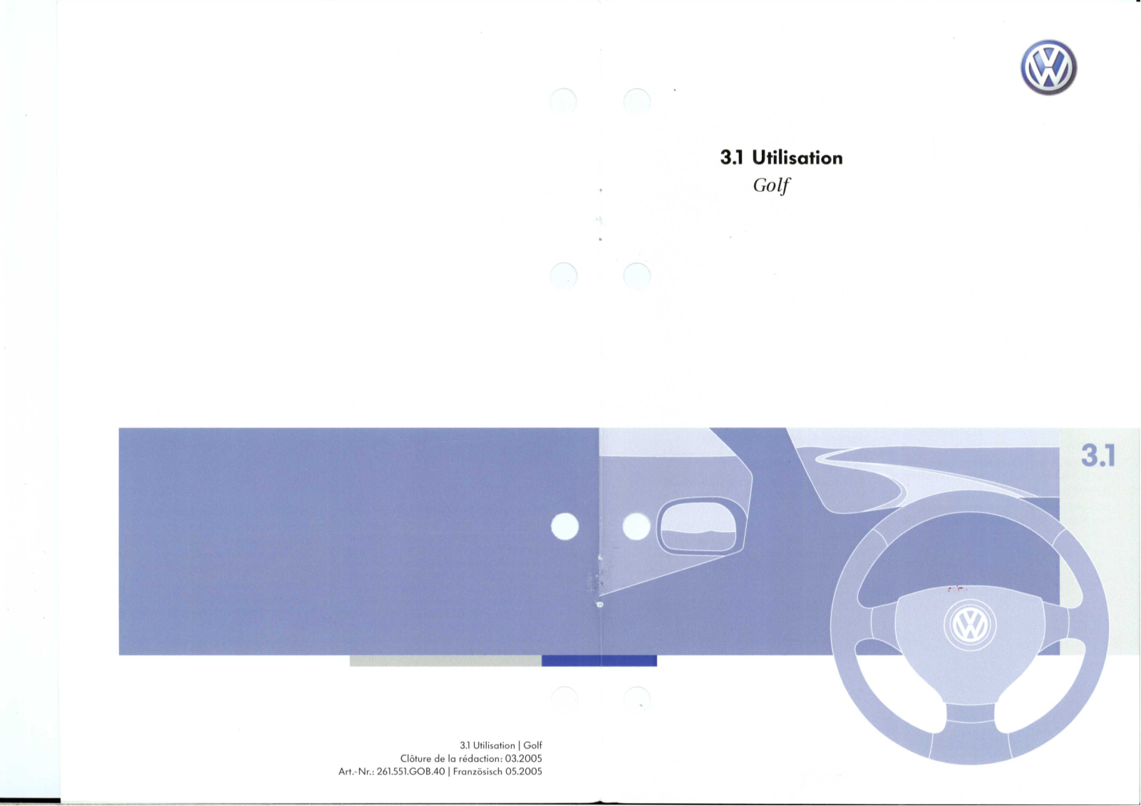 VOLKSWAGEN GOLF 5 2005 User Manual