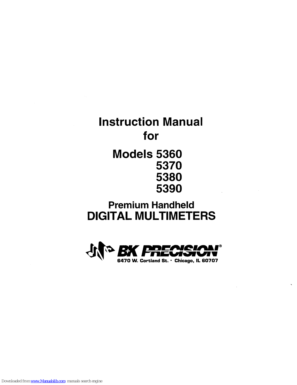 BK Precision 5360, 5370, 5390, 5380 Instruction Manual