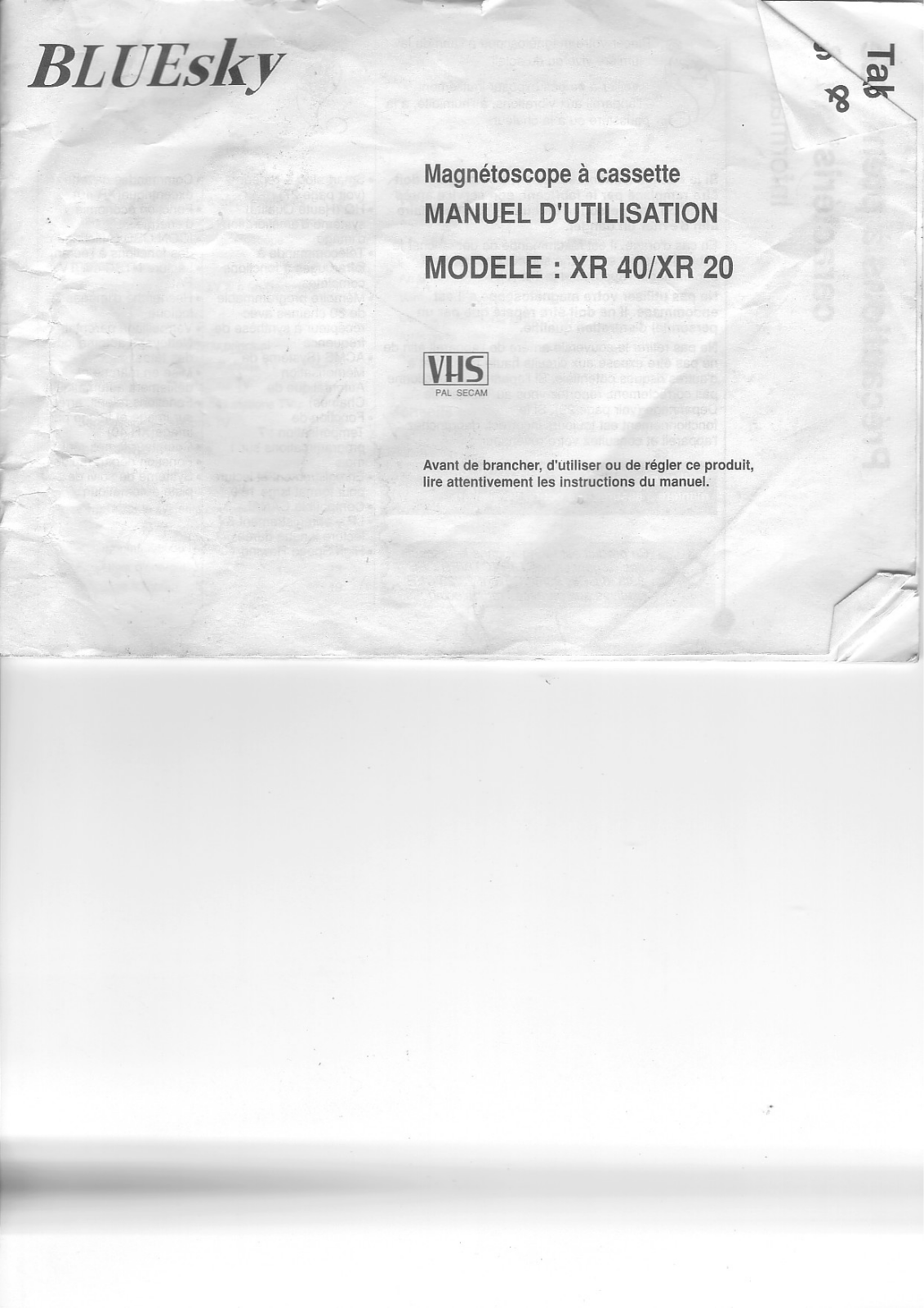 BLUE SKY XR 20, XR 40 User Manual