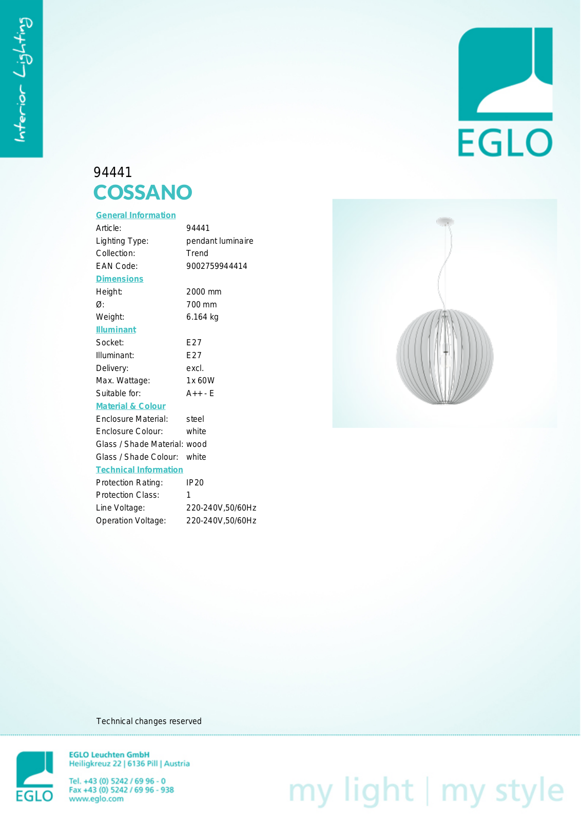 Eglo 94441 Service Manual