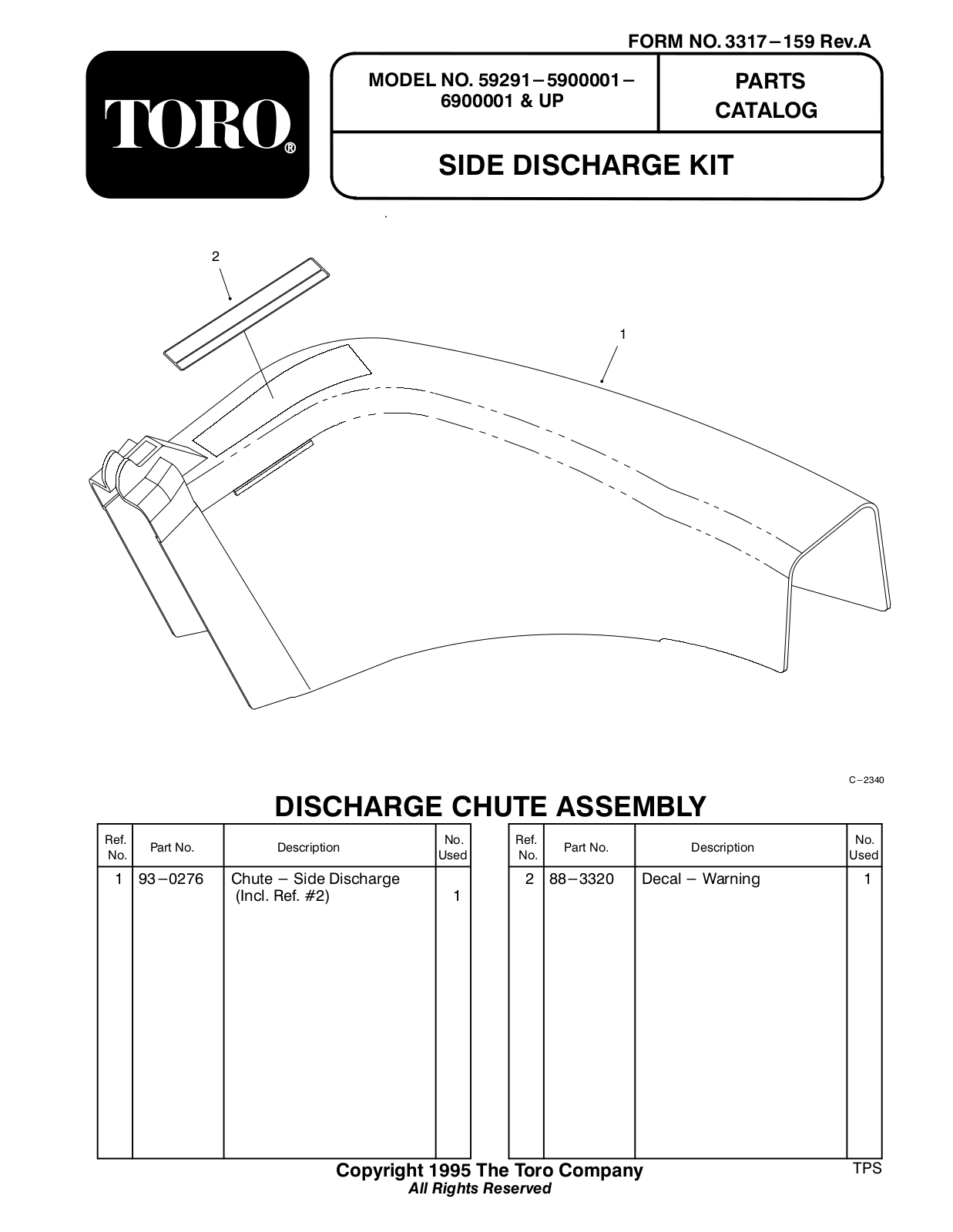 Toro 59291 Parts Catalogue