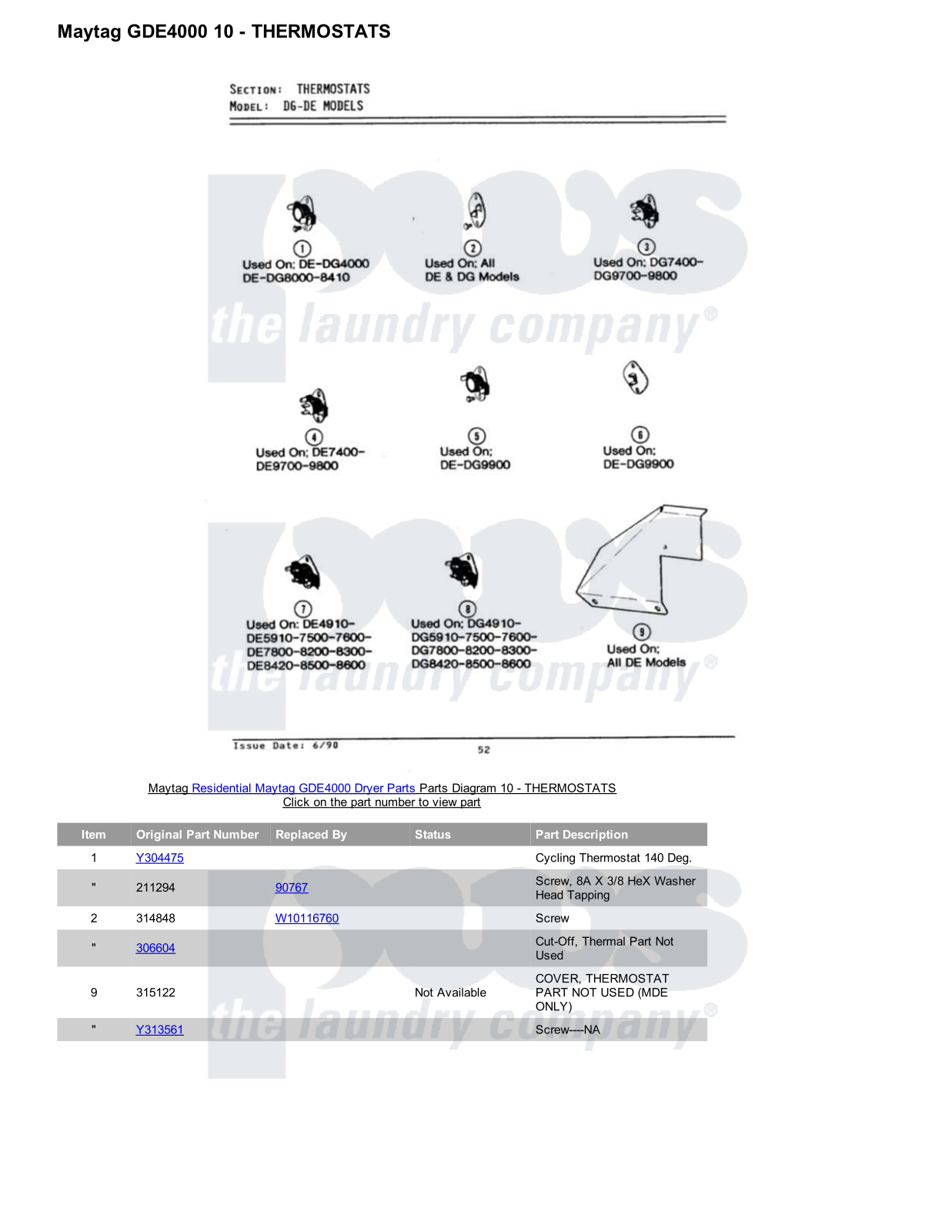 Maytag GDE4000 Parts Diagram