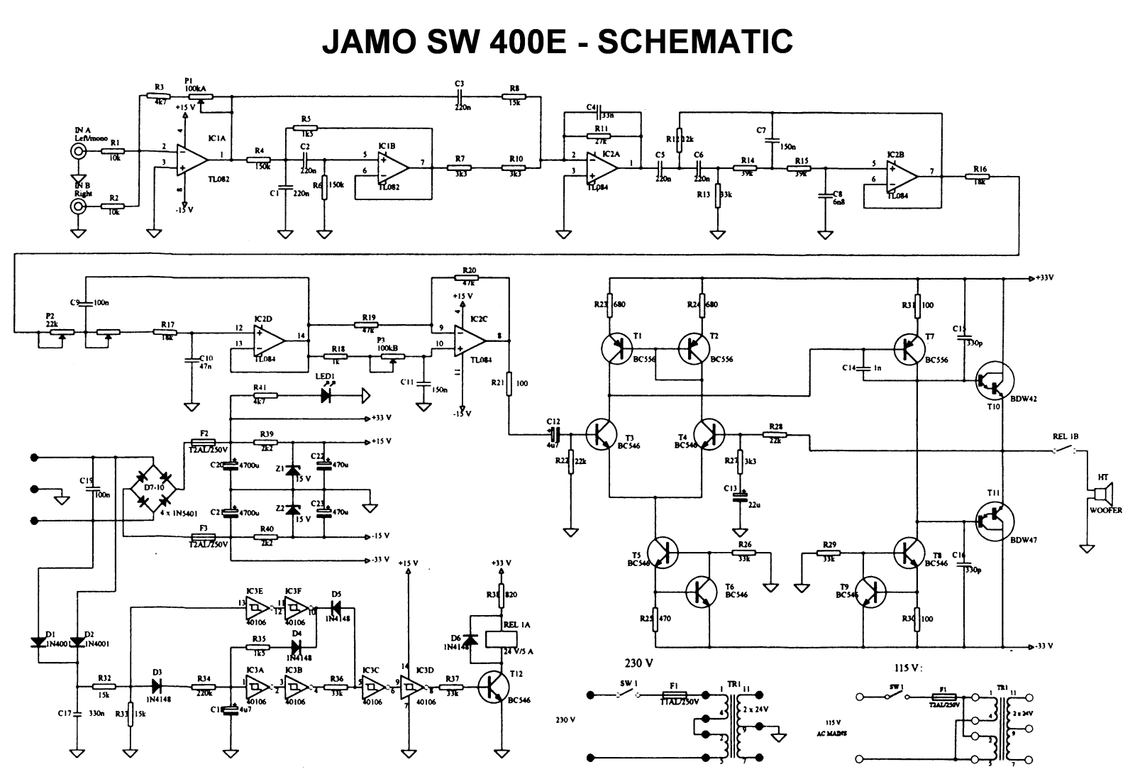 Jamo SW400E Schematic