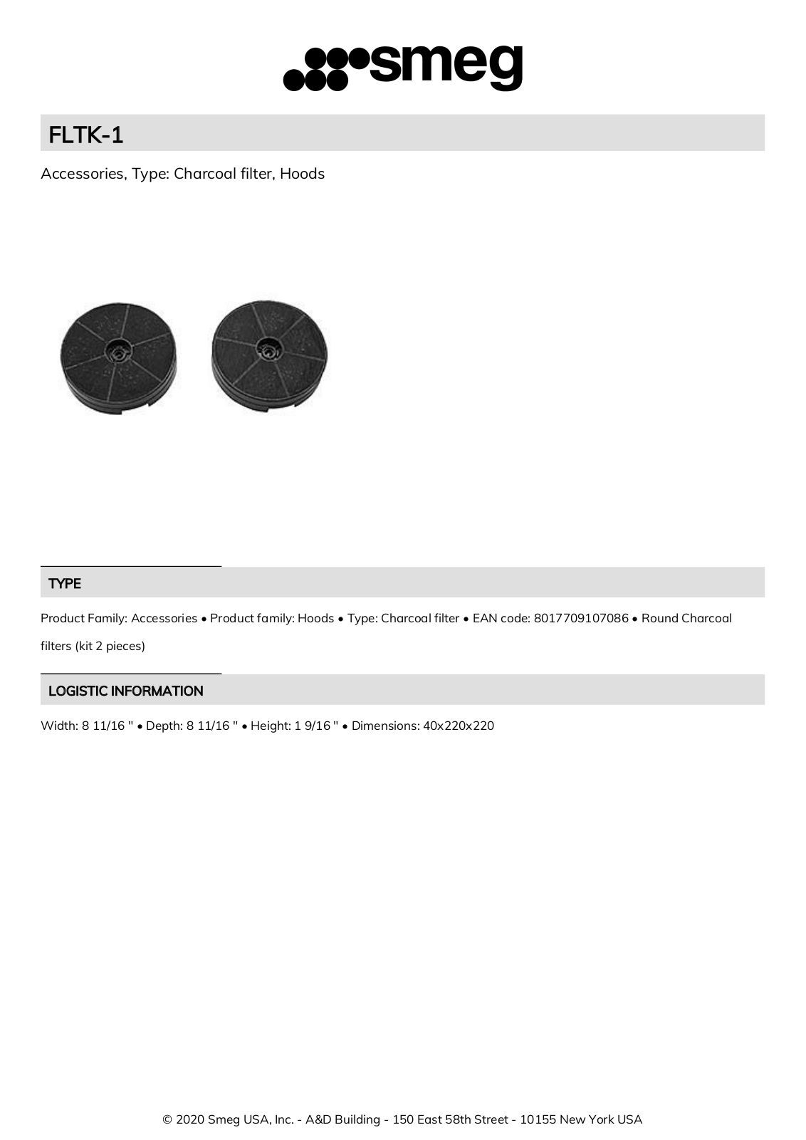 Smeg FLTK-1 Product Information Sheet