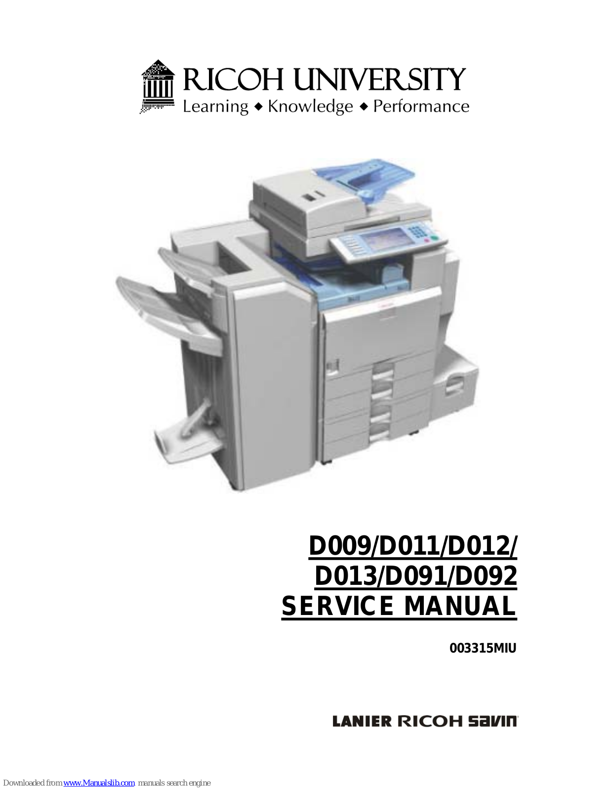 Ricoh D009, D012, D013 Service Manual