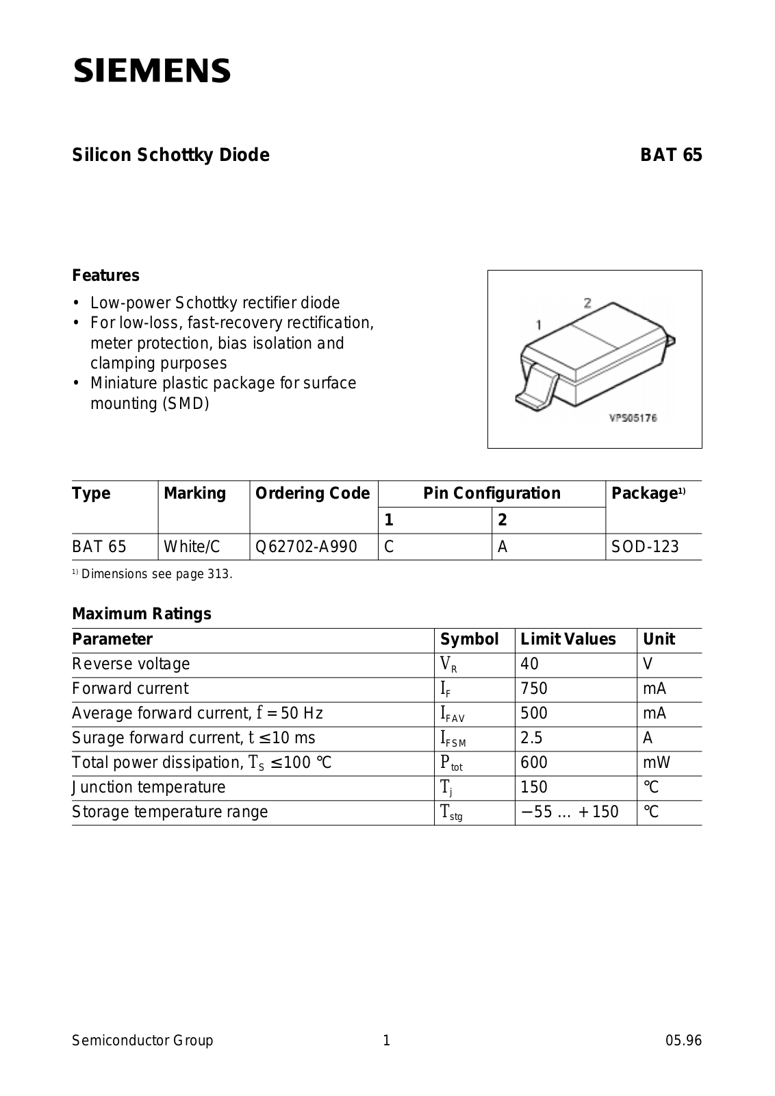 Datasheet BAT65 Datasheet (Siemens) - ManualMachine.com