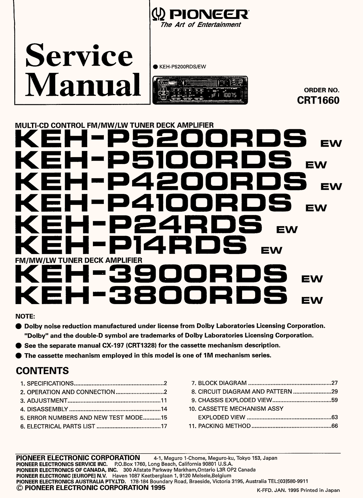 Pioneer KEH-3800-RDS, KEH-3900-RDS, KEHP-14-RDS, KEHP-24-RDS, KEHP-4100-RDS Service manual