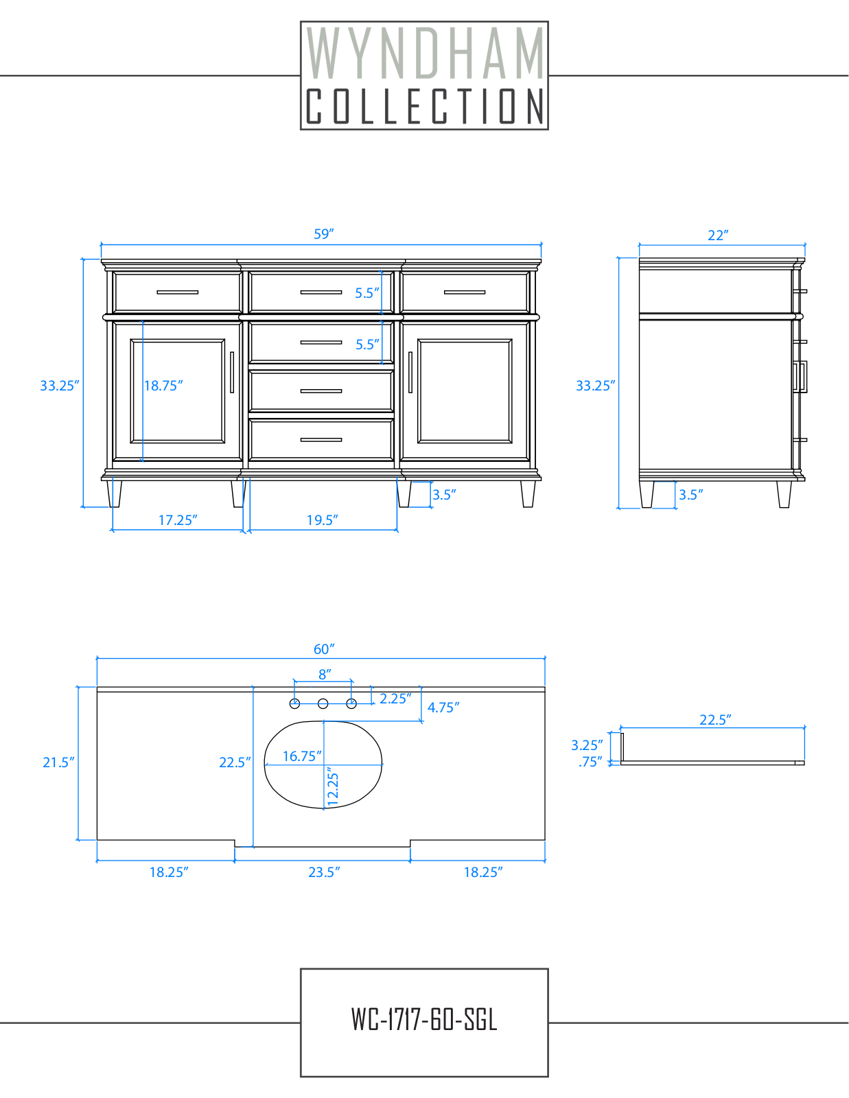 Wyndham Collection WCV171760SWHCXSXXMXX User Manual