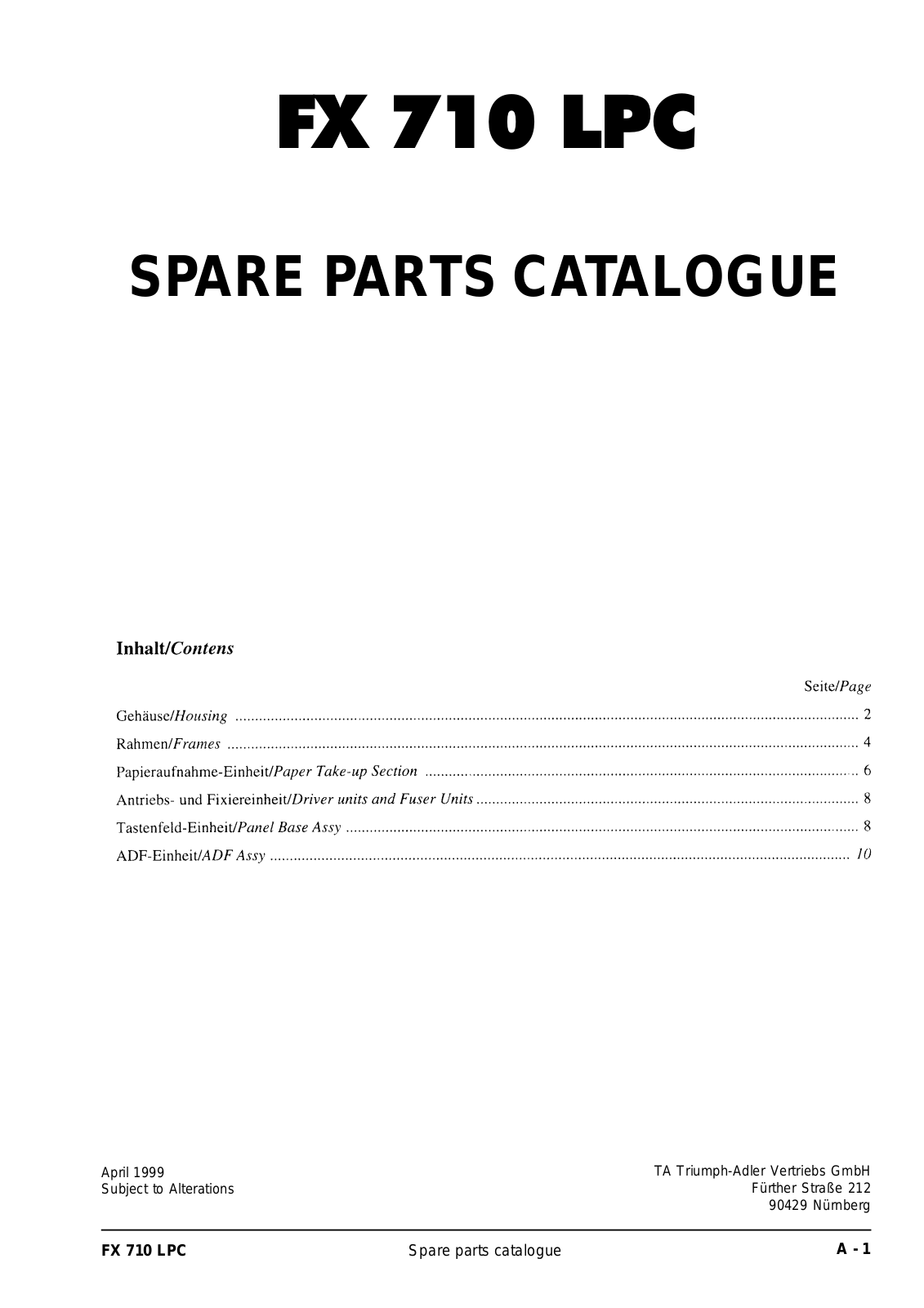 Olivetti FX 710 LPC Parts Catalog