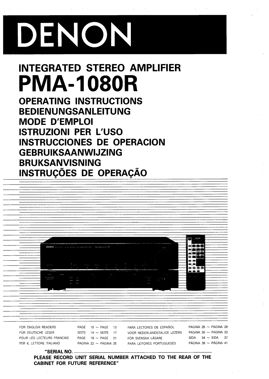 Denon PMA-1080R Owners Manual