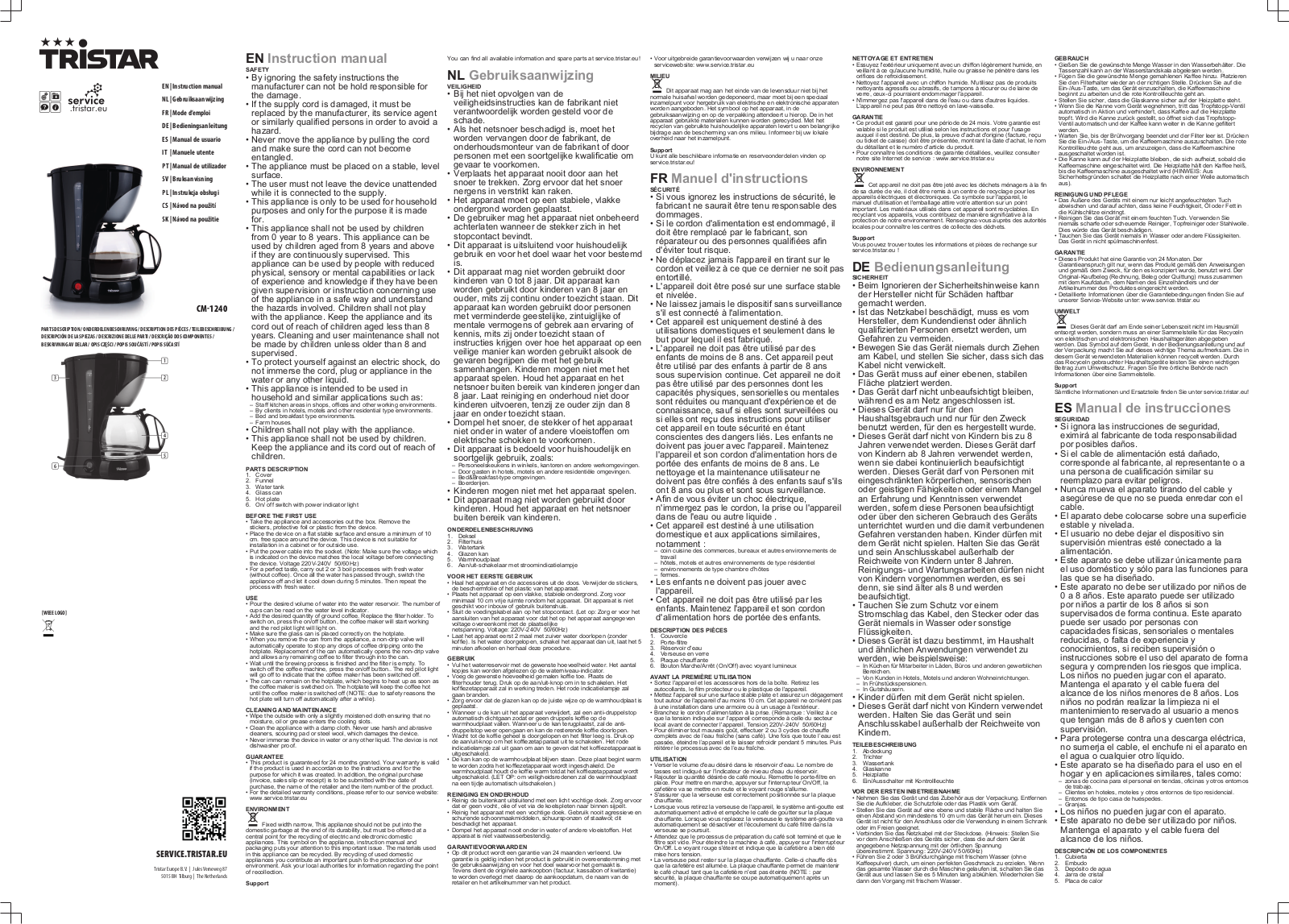 Tristar CM-1240 User Manual