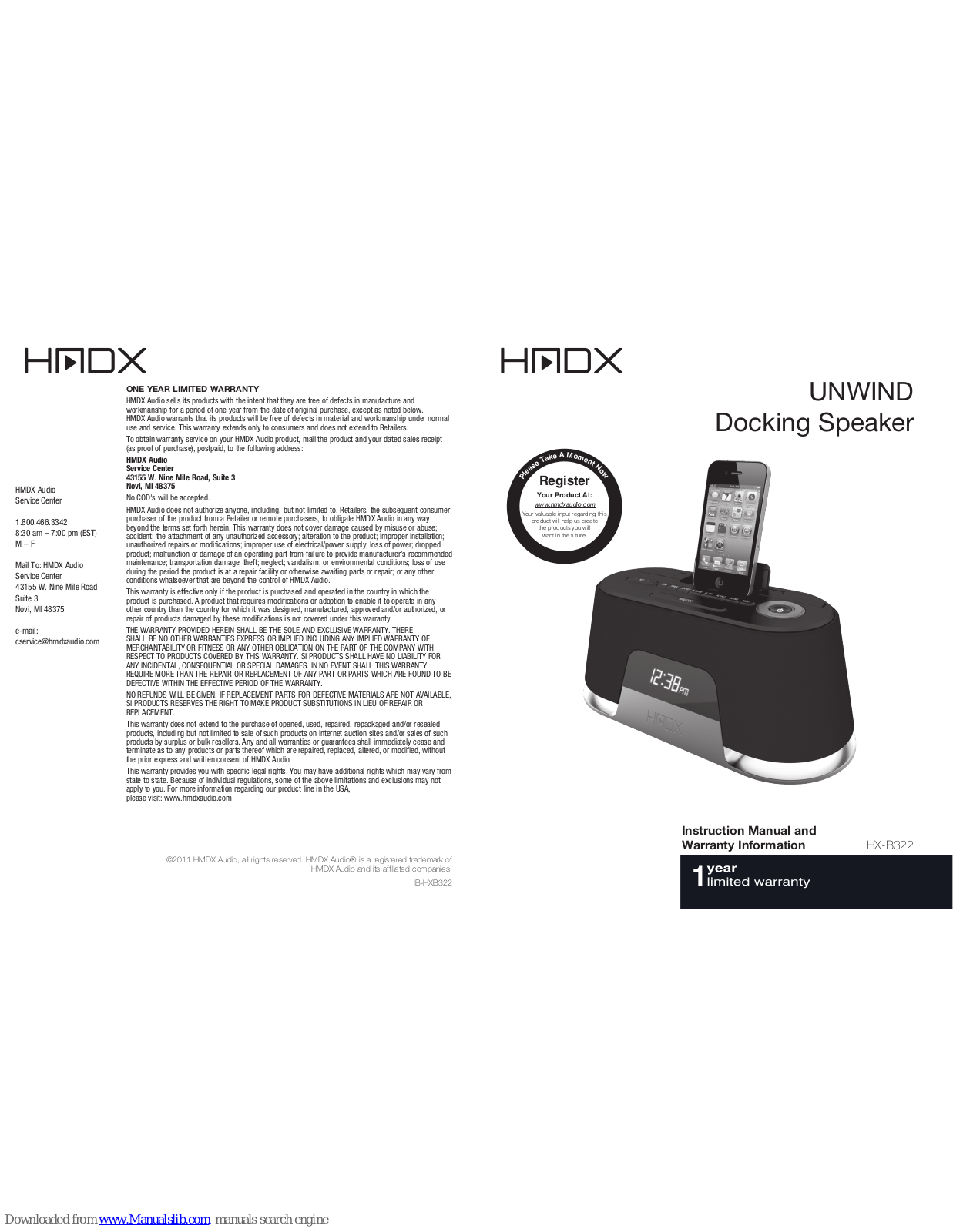 HMDX HX-B322 Instruction Manual