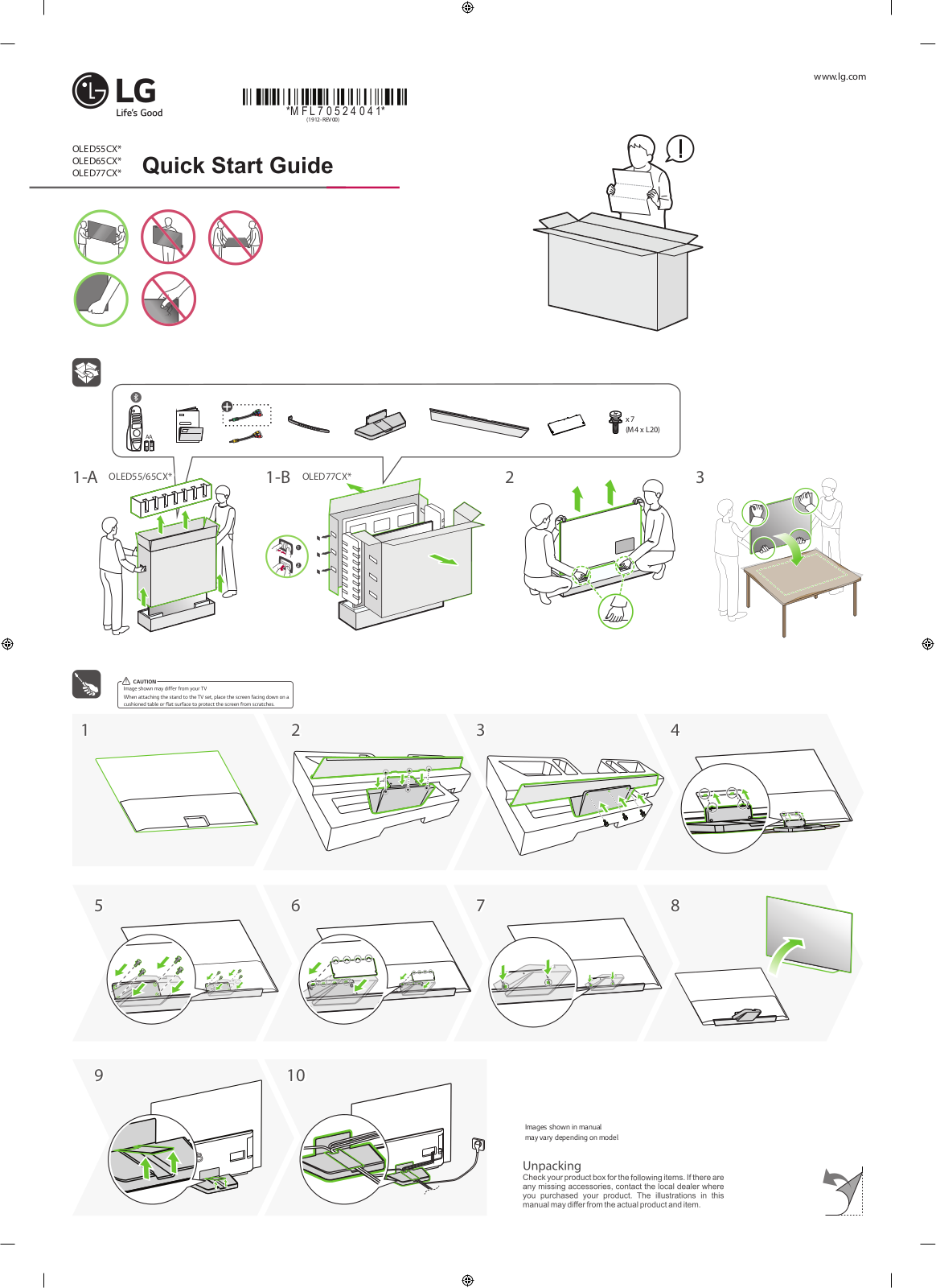 LG OLED65CXPTA QUICK SETUP GUIDE