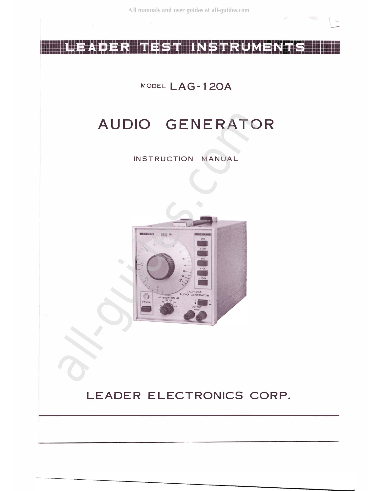 Leader Electronics Corp. LAG-120A Instruction Manual