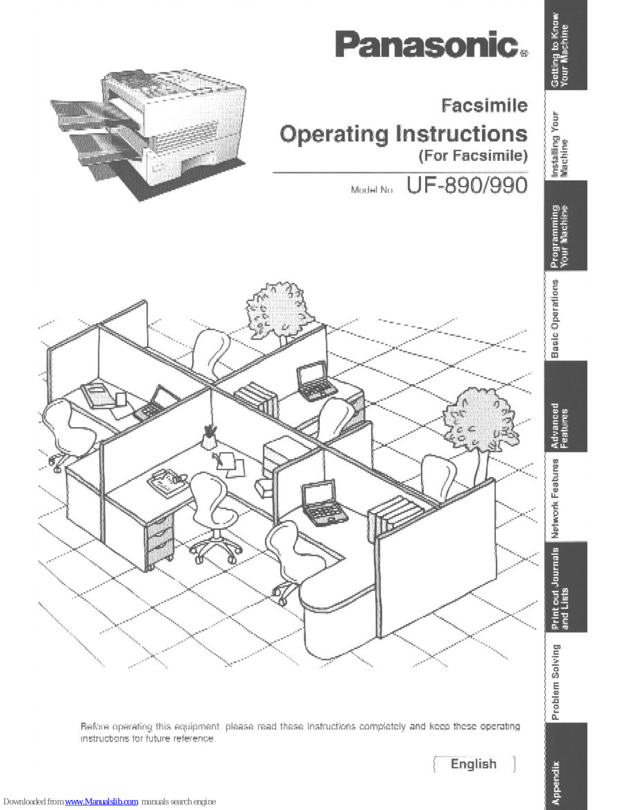 Panasonic UF 890 - Panafax B/W Laser, UF-990 Operating Instructions Manual