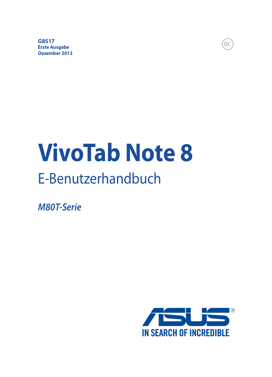 ASUS M80TA, G8517 User Manual