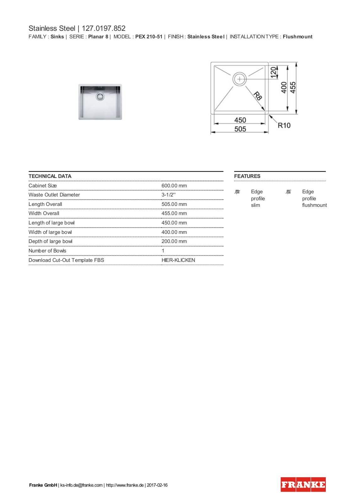 Franke 127.0197.852 Service Manual