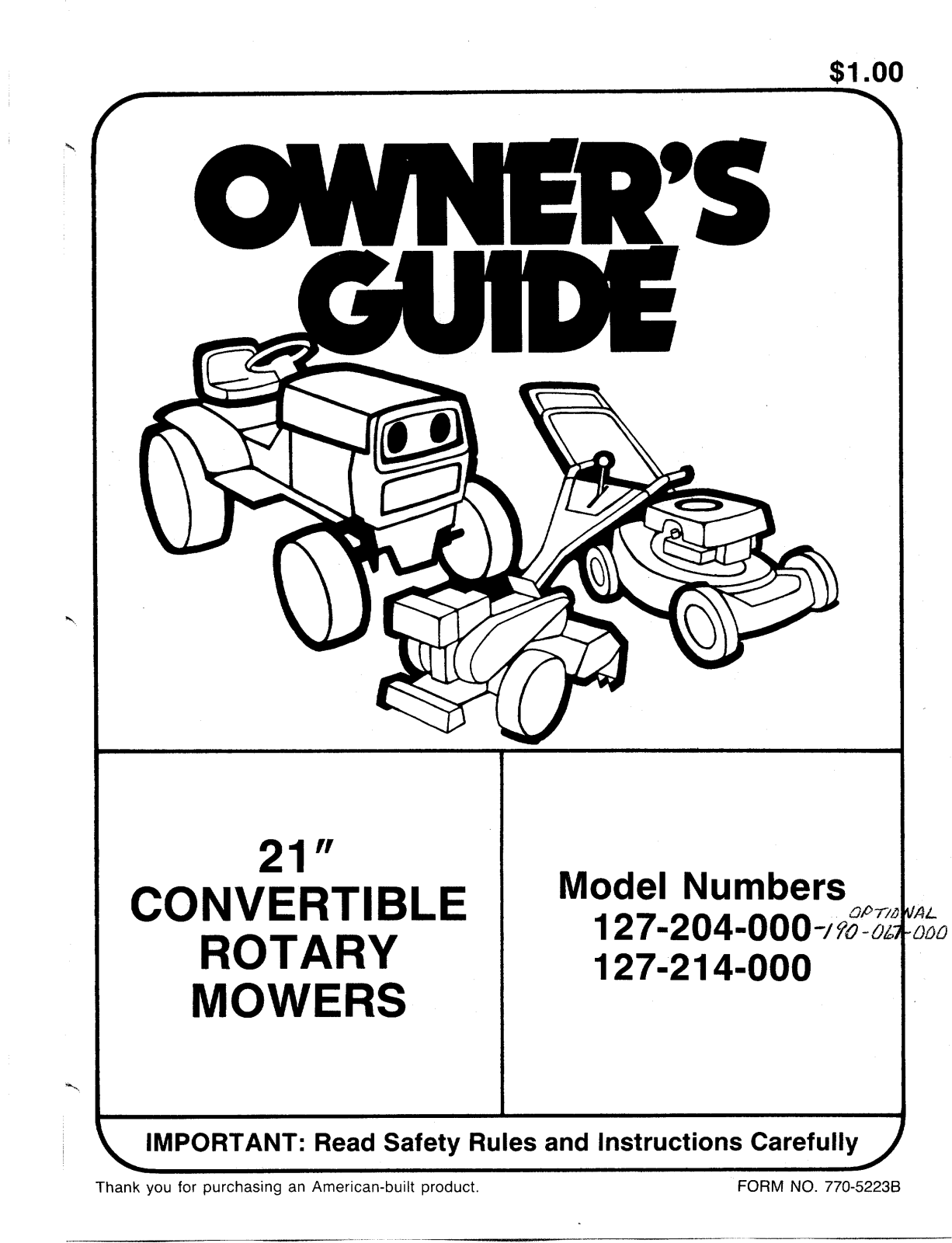 MTD 127-204-000, 127-214-000 User Manual