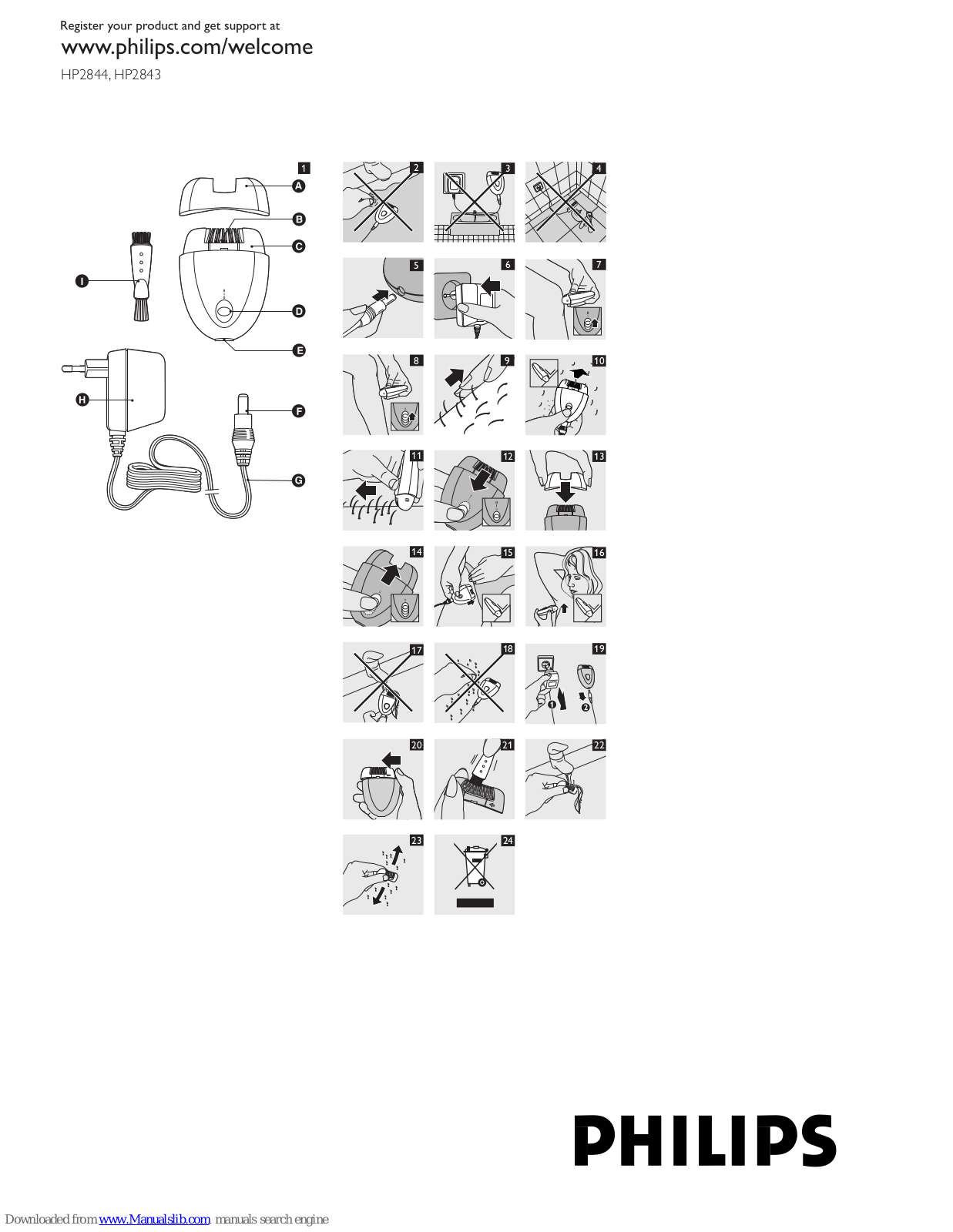 Philips HP2843/03, HP2844/99, HP2844/01, HP2843/01, HP2843/31 User Manual