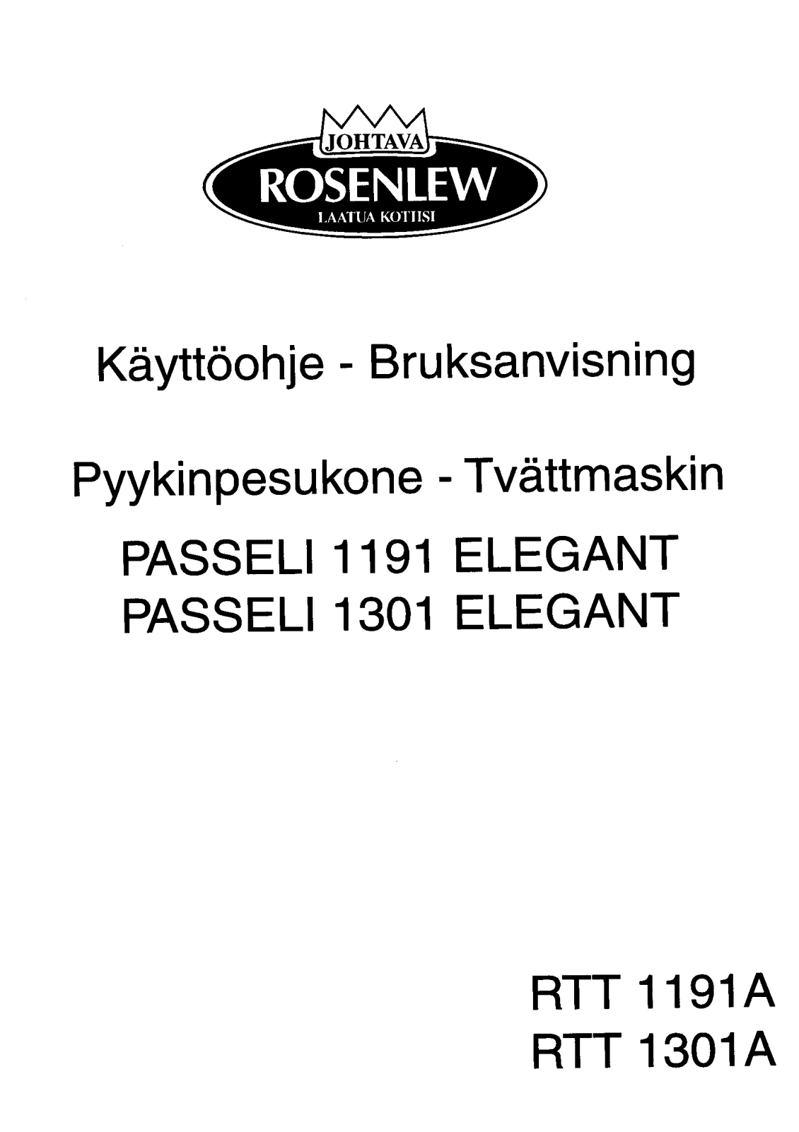 Rosenlew RTT1301A, RTT1191A User Manual