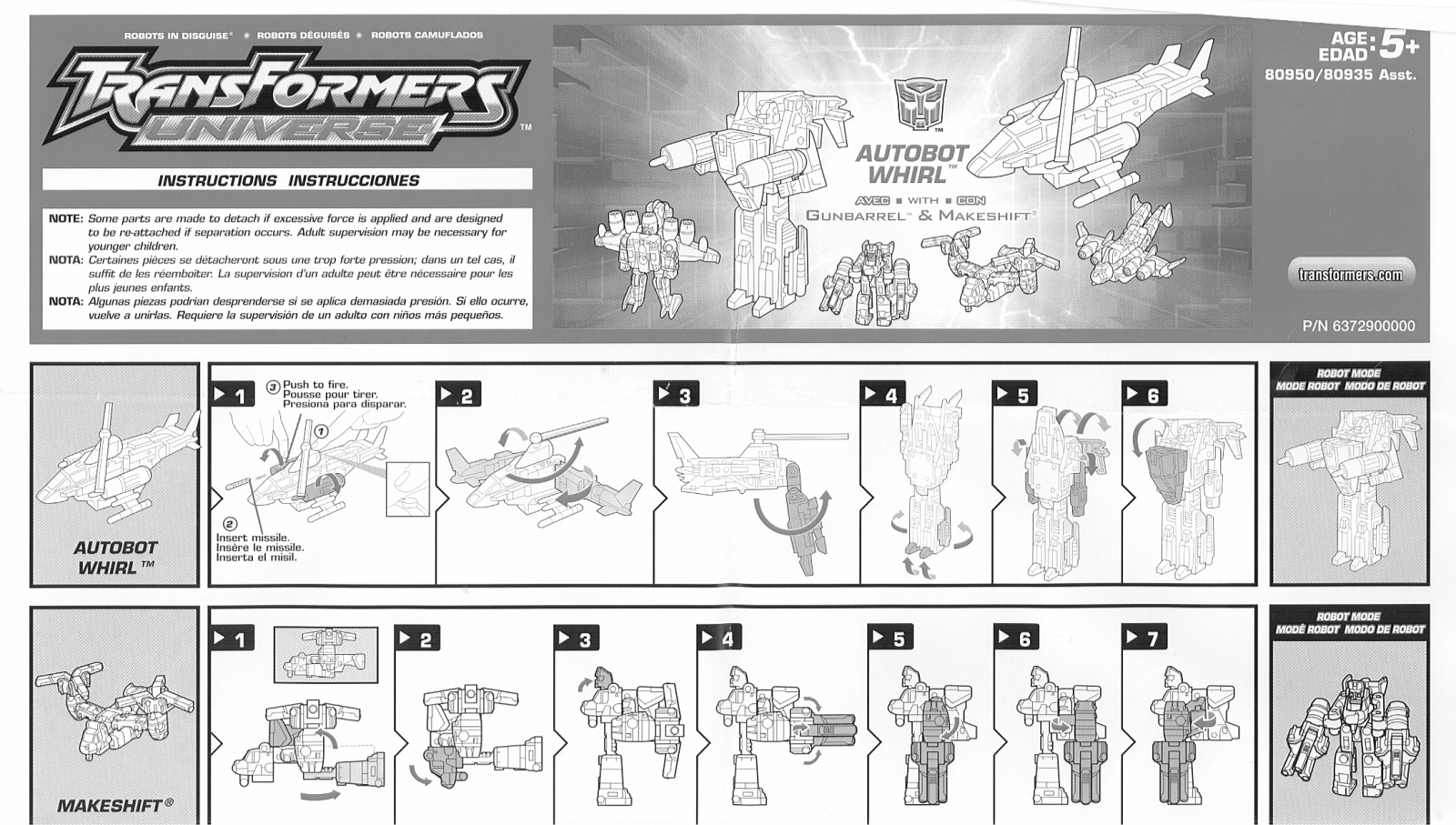 HASBRO Transformers Universe Autobot Whirl User Manual